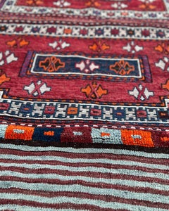 Bakhtiari Khorjin Saddle Bag • Vintage Persian Rug / Wall Art (3'x8') • 1940s