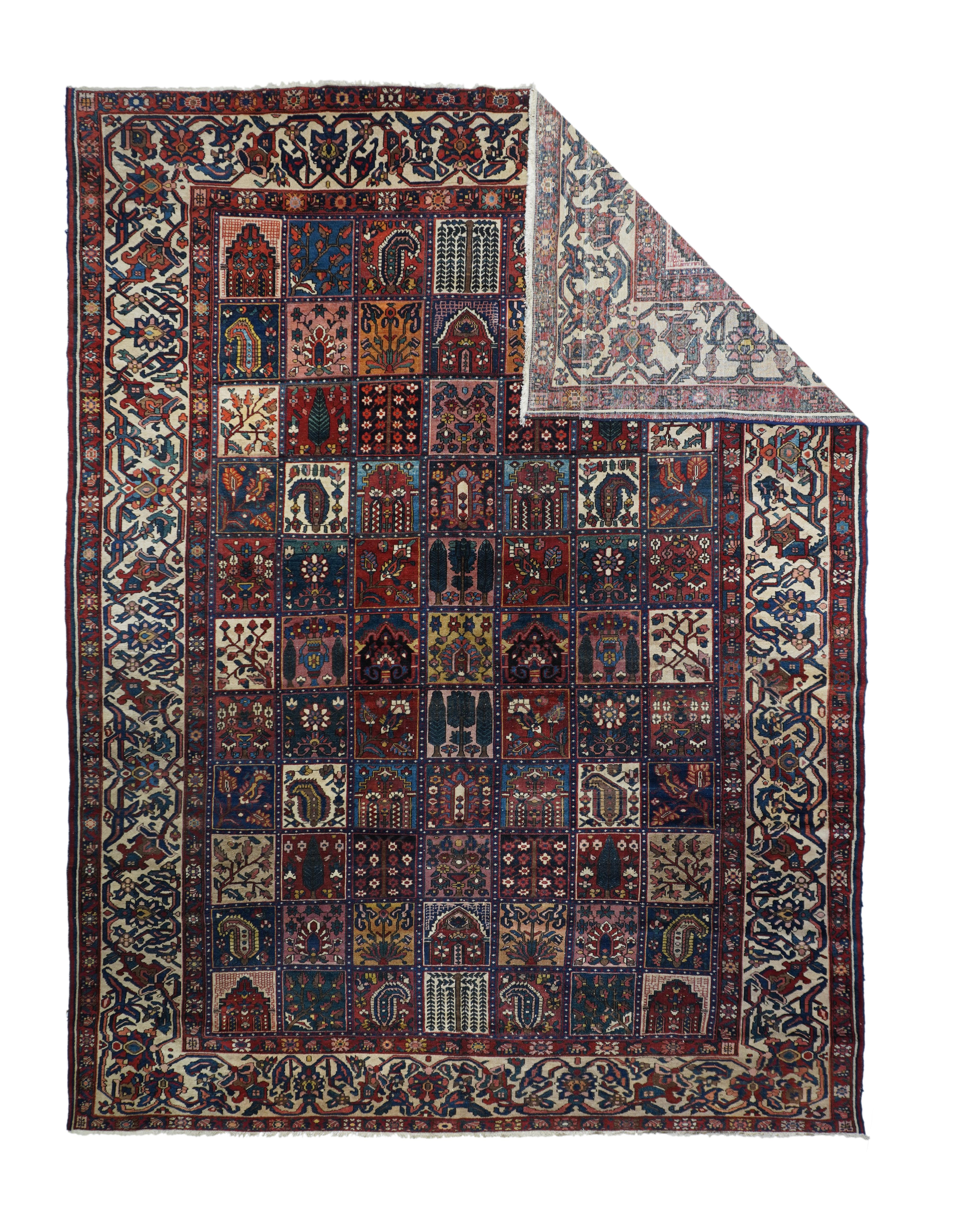Bakhtiari rug measures 9'6'' x 13'0''.