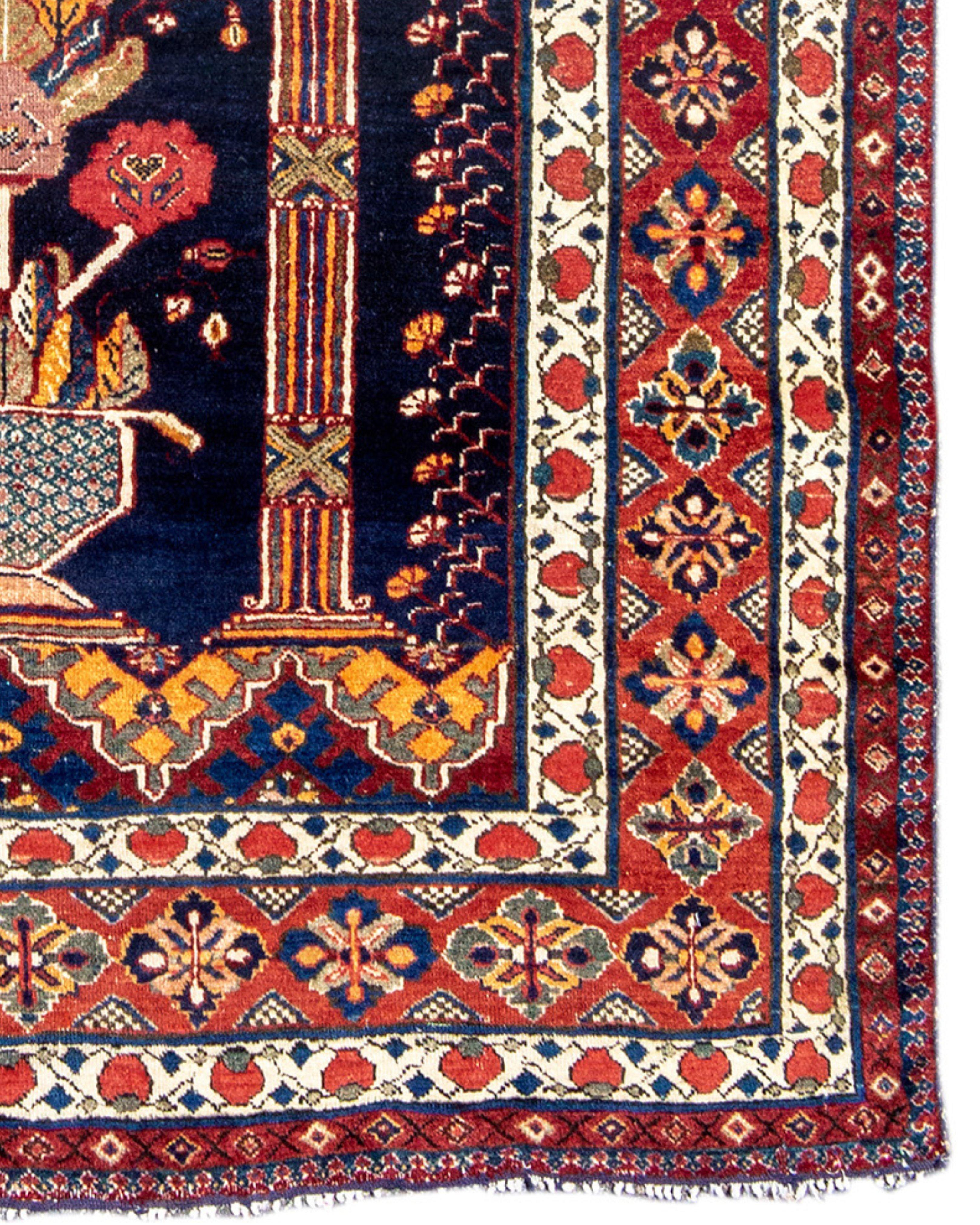 Hand-Woven Antique Persian Bakhtiari Rug, c. 1900 For Sale
