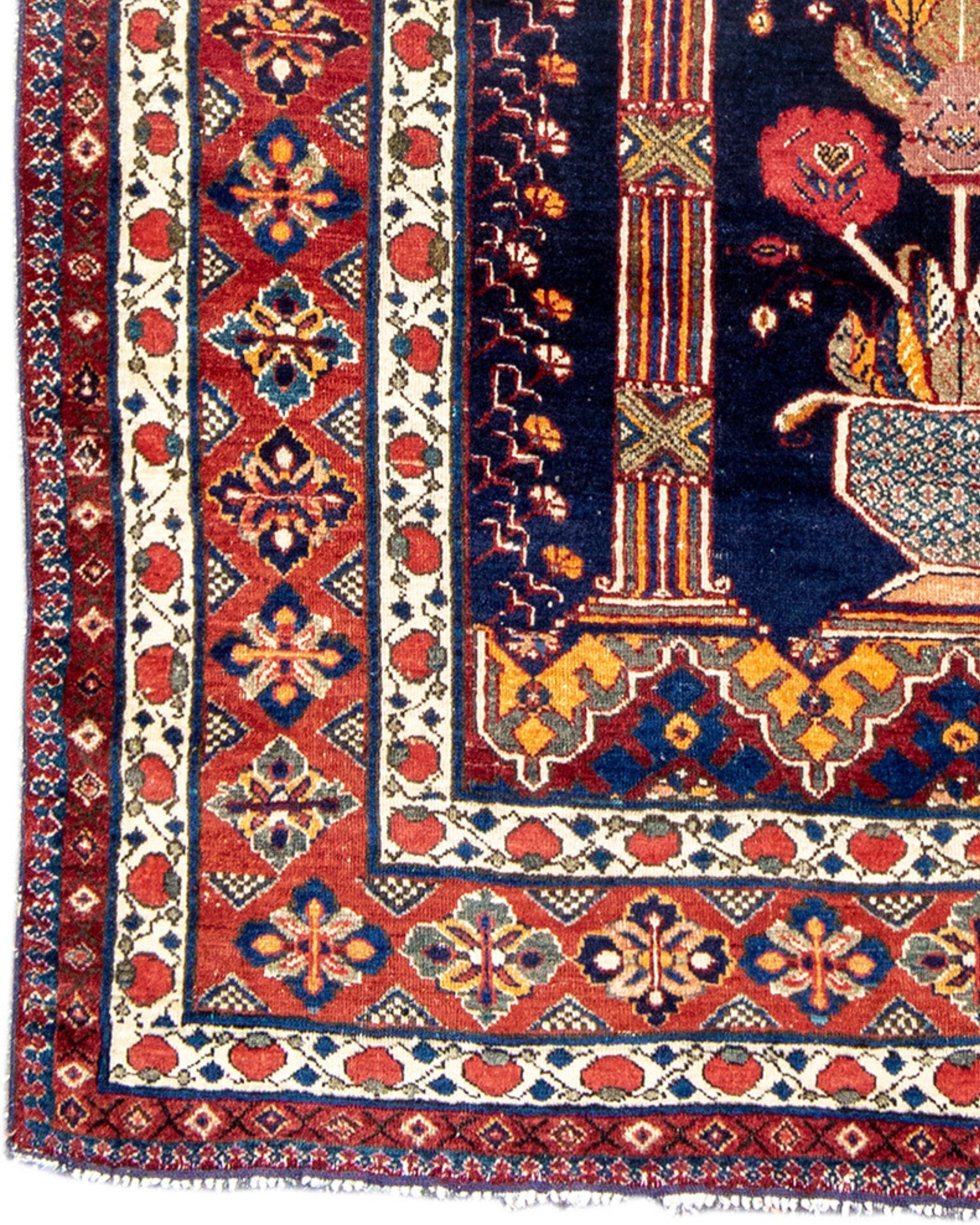 19th Century Antique Persian Bakhtiari Rug, c. 1900 For Sale