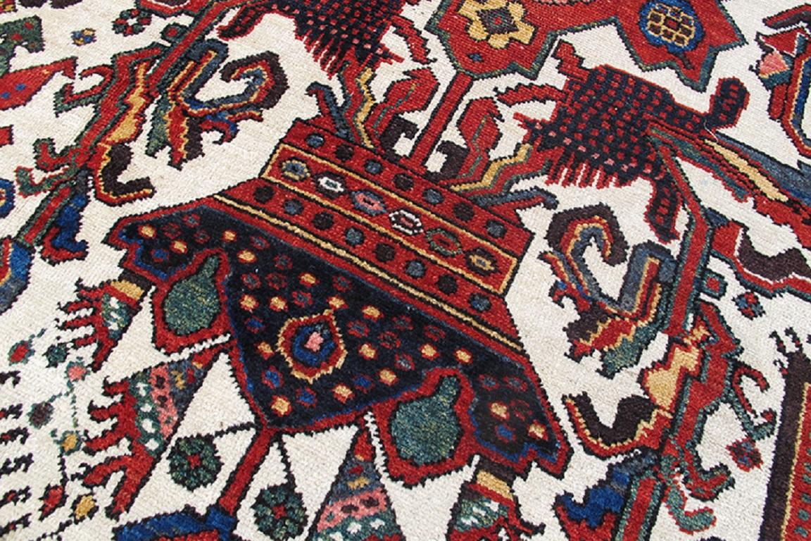 Hand-Knotted Antique Large Oversized Persian Bakhtiari Rug, Early 20th Century For Sale