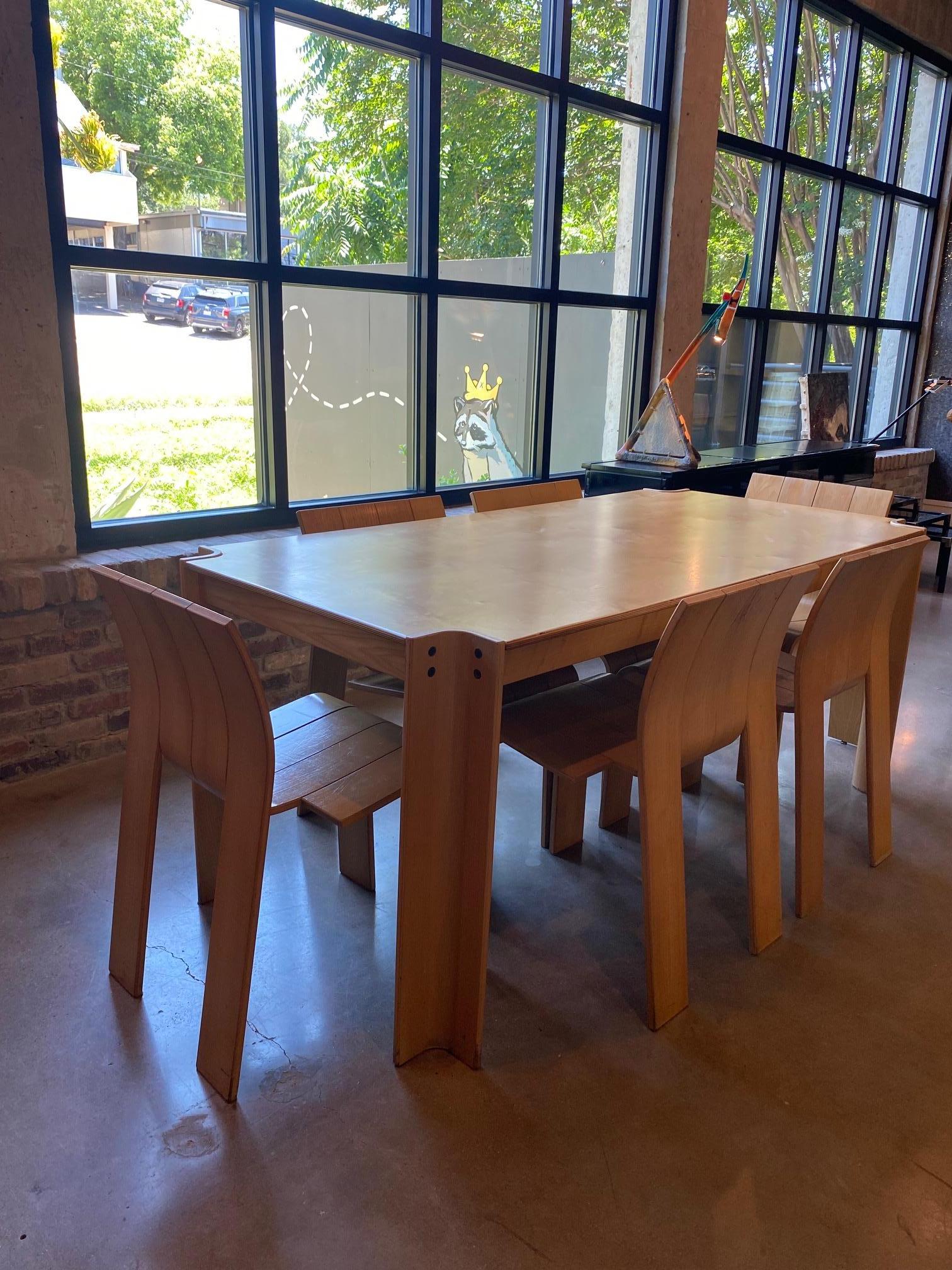 Bakker “Strip” Dining Table and Chair Set, NL, 1970’s In Good Condition In Austin, TX