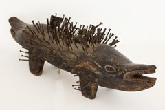 Bakongo Nkisi Kozo Nail-Studded Janus Dog Power Figure, Congo