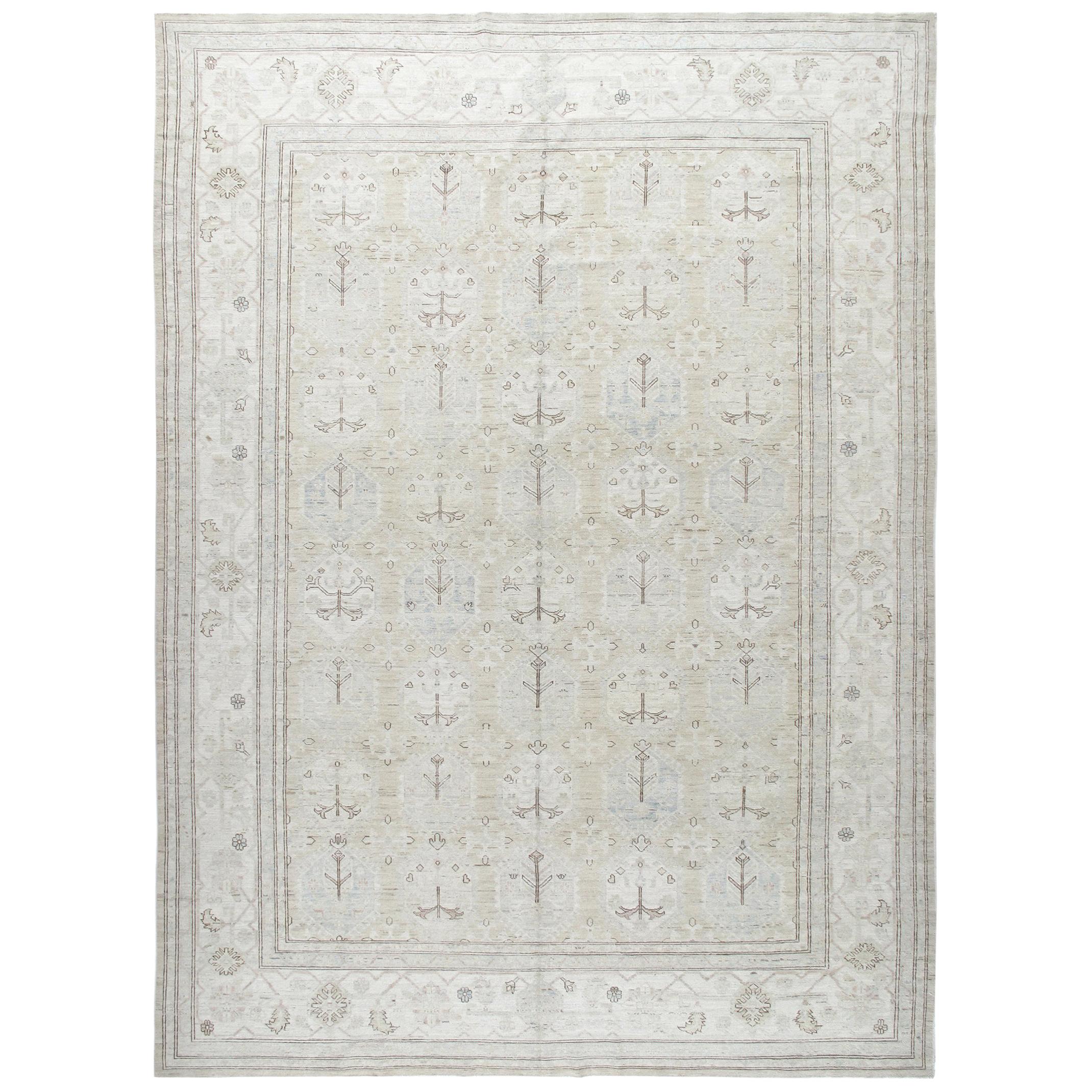 Bakshaish Hand Knotted Patina Rug in Yellow and Taupe Color For Sale