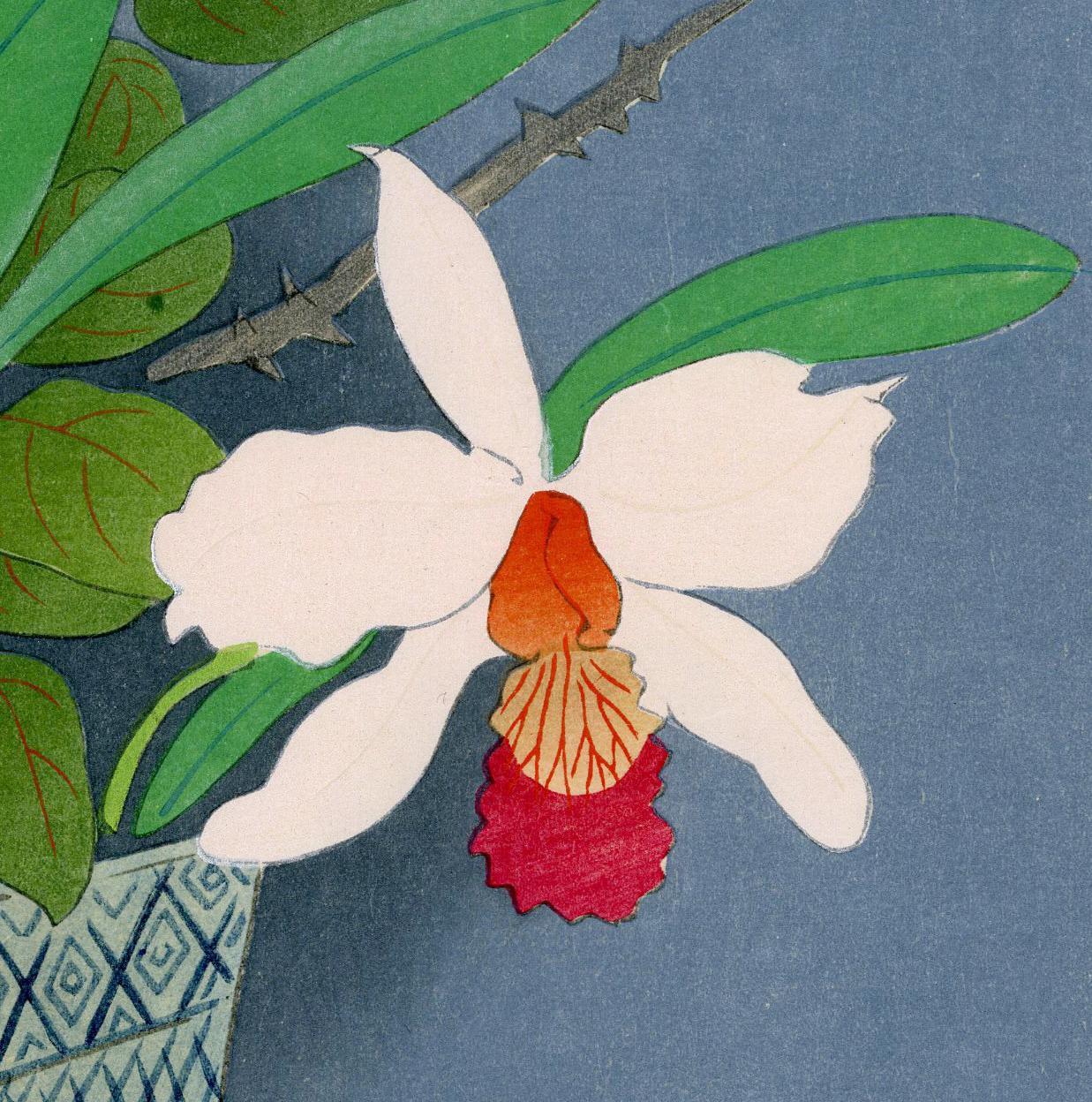 Fiore in vaso (estate) - Still-Life Print Grigio di Bakufu Ono