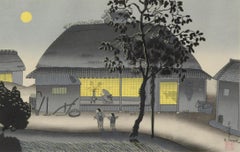 "Ju-go Ya" Full Moon August Japanese Woodblock Print Bakufu Ohno