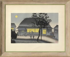 Vintage "Ju-go Ya" Full Moon August Japanese Woodblock Print Bakufu Ohno
