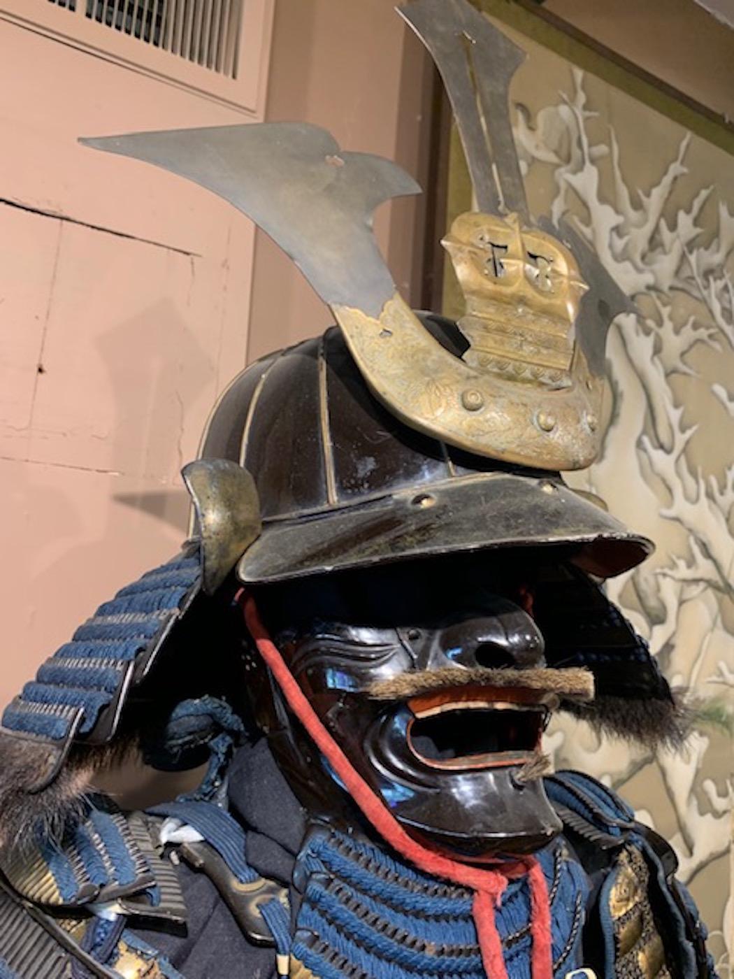 This O-Yoroi armor dates from the end of the Edo period, more specifically the Bakaumatsu Period - time period between the arrival of Commodore Matthew Perry in 1853 and the fall of the Tokugawa shogunate in 1868. This Bakumatsu Yoroi has bear fur