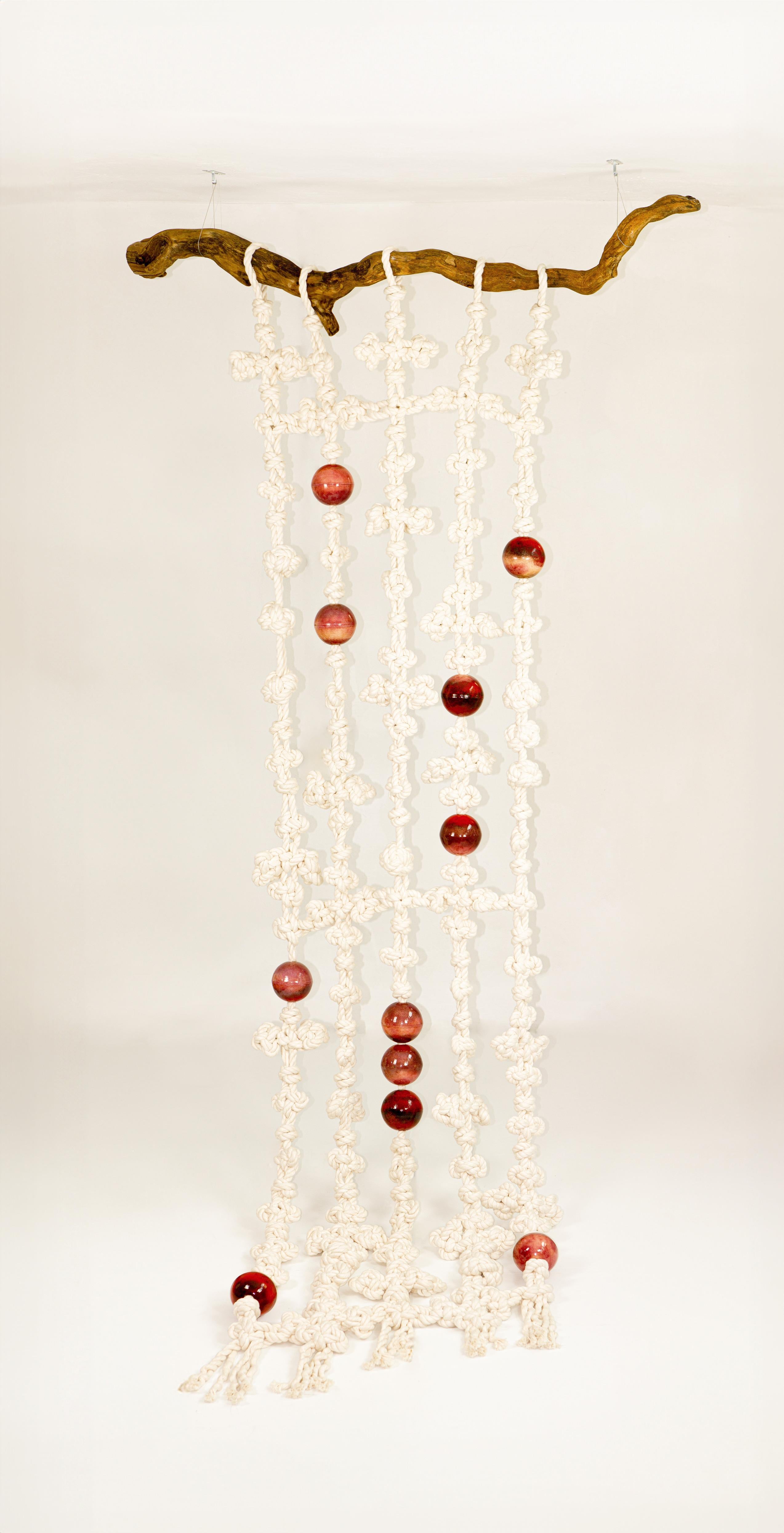 Modern Bal.  Hanging tapestry crafted from traditional Korean knots of cotton ropes For Sale