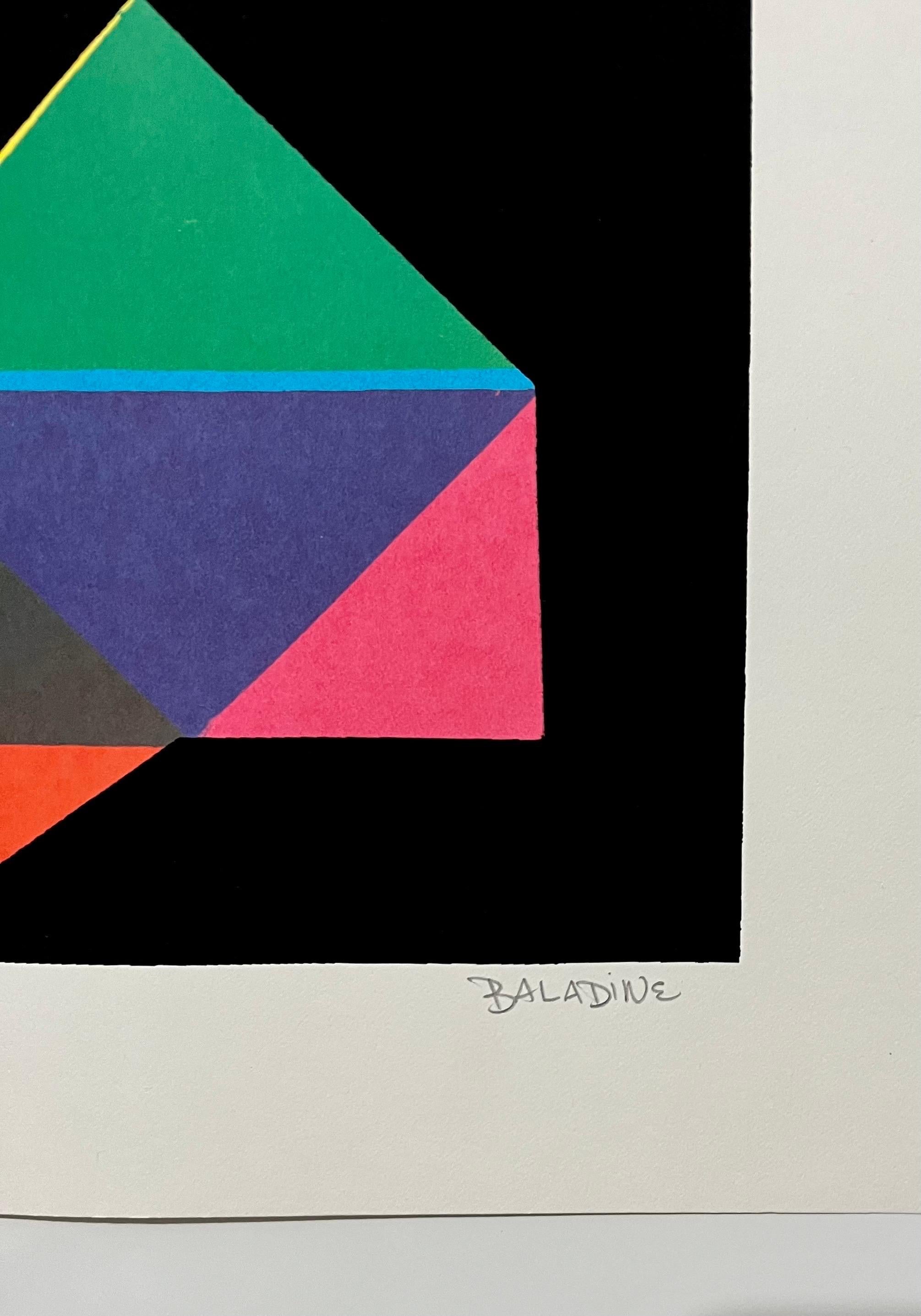 1960's Baladine Op Art KInetic Screenprint Lithograph Vibrant Mod Neon Colors For Sale 2