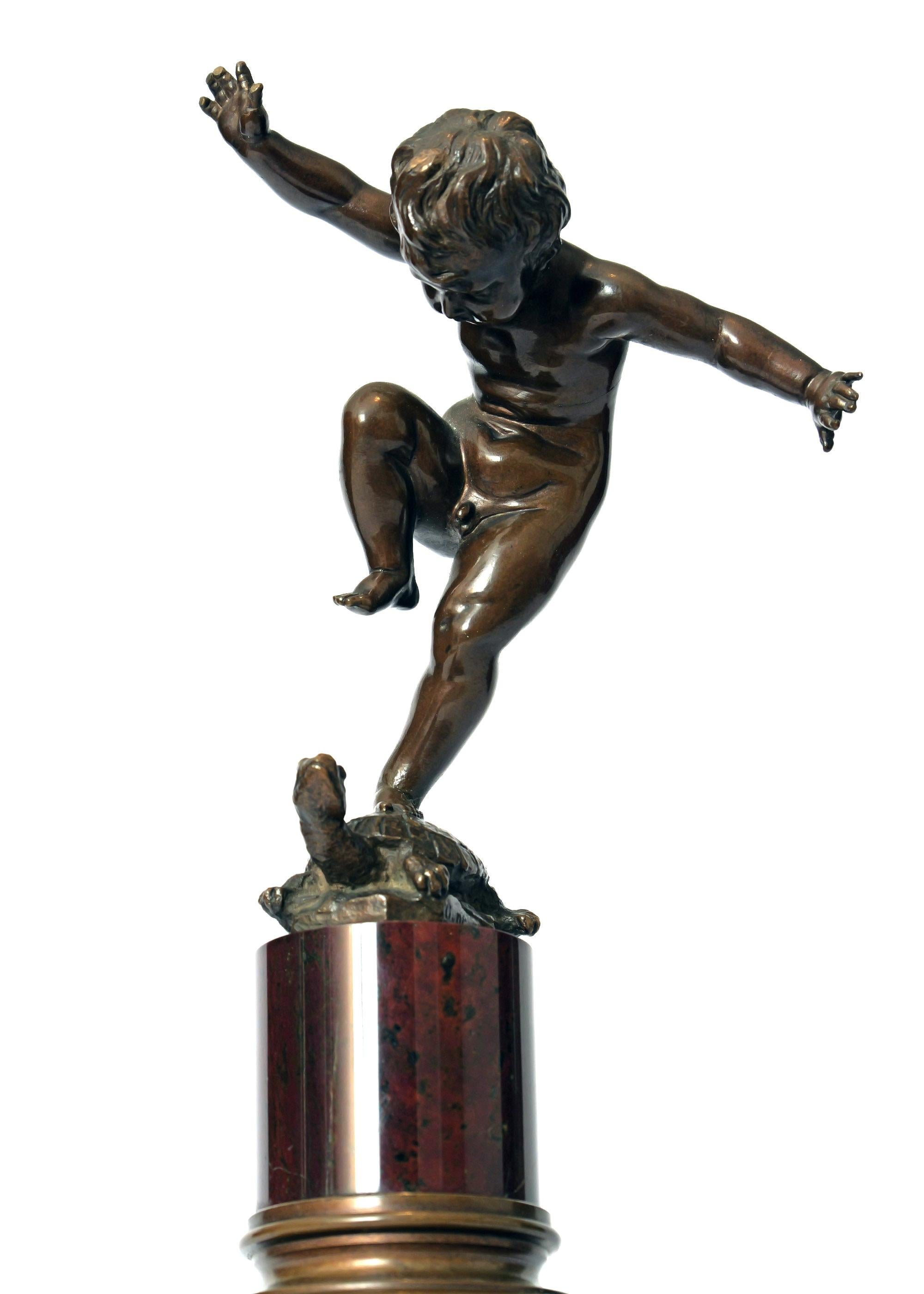 Atto di equilibrio, Otto Geyer (Berlino 1843-1914), scultura in bronzo su base di marmo in vendita 1