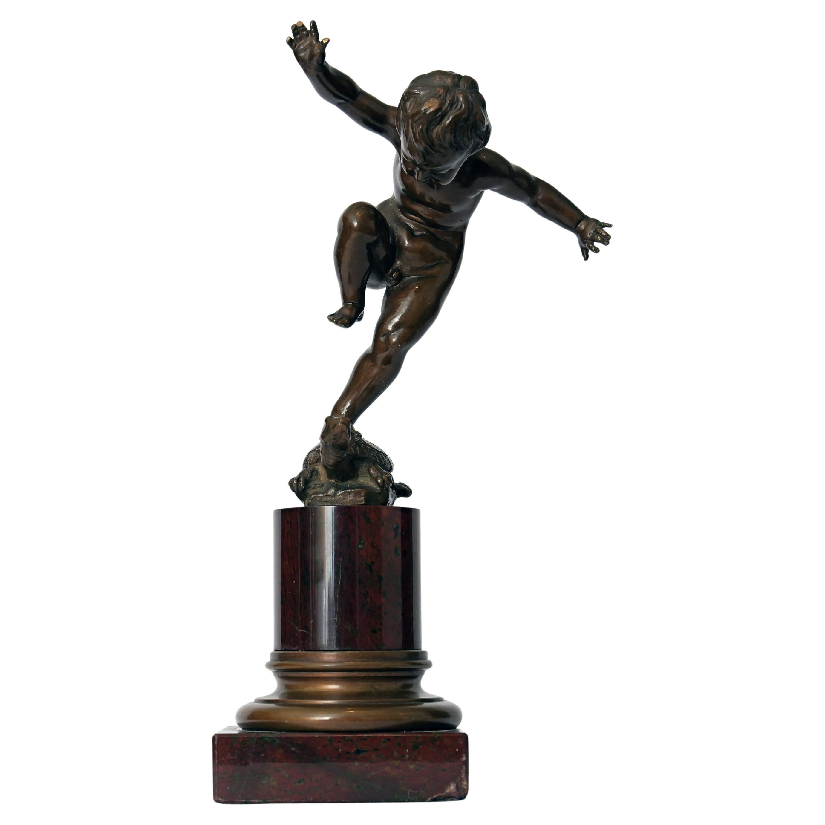 Atto di equilibrio, Otto Geyer (Berlino 1843-1914), scultura in bronzo su base di marmo in vendita