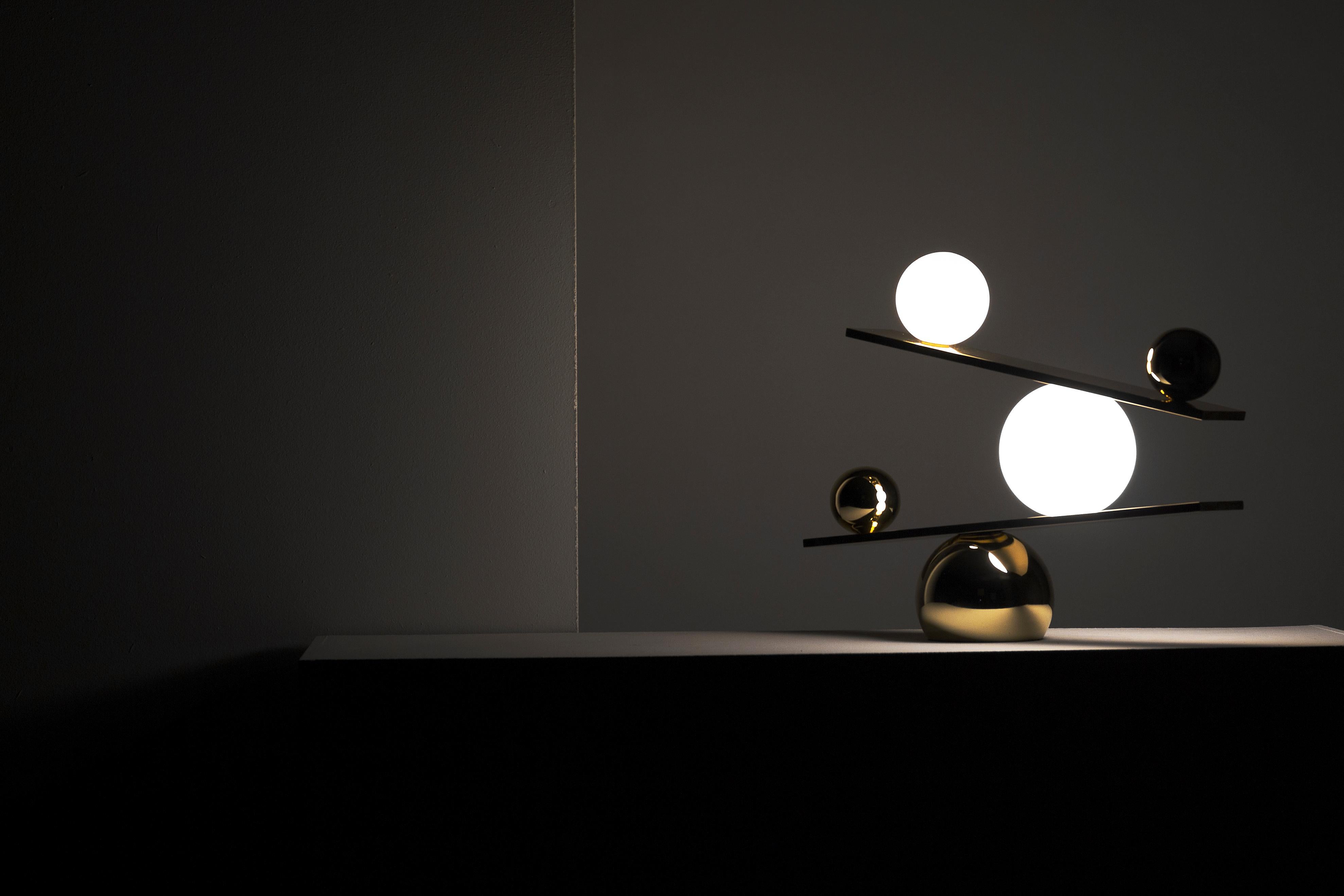 Modern Balance Brass Table Lamp by Victor Castanera