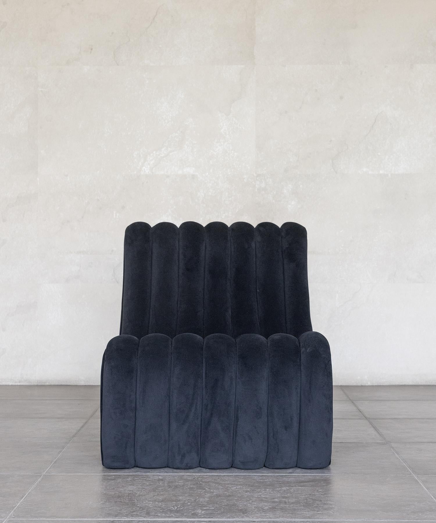 Indian BALANCE CHAIR - Matte Black Velvet by SHO MODERN For Sale