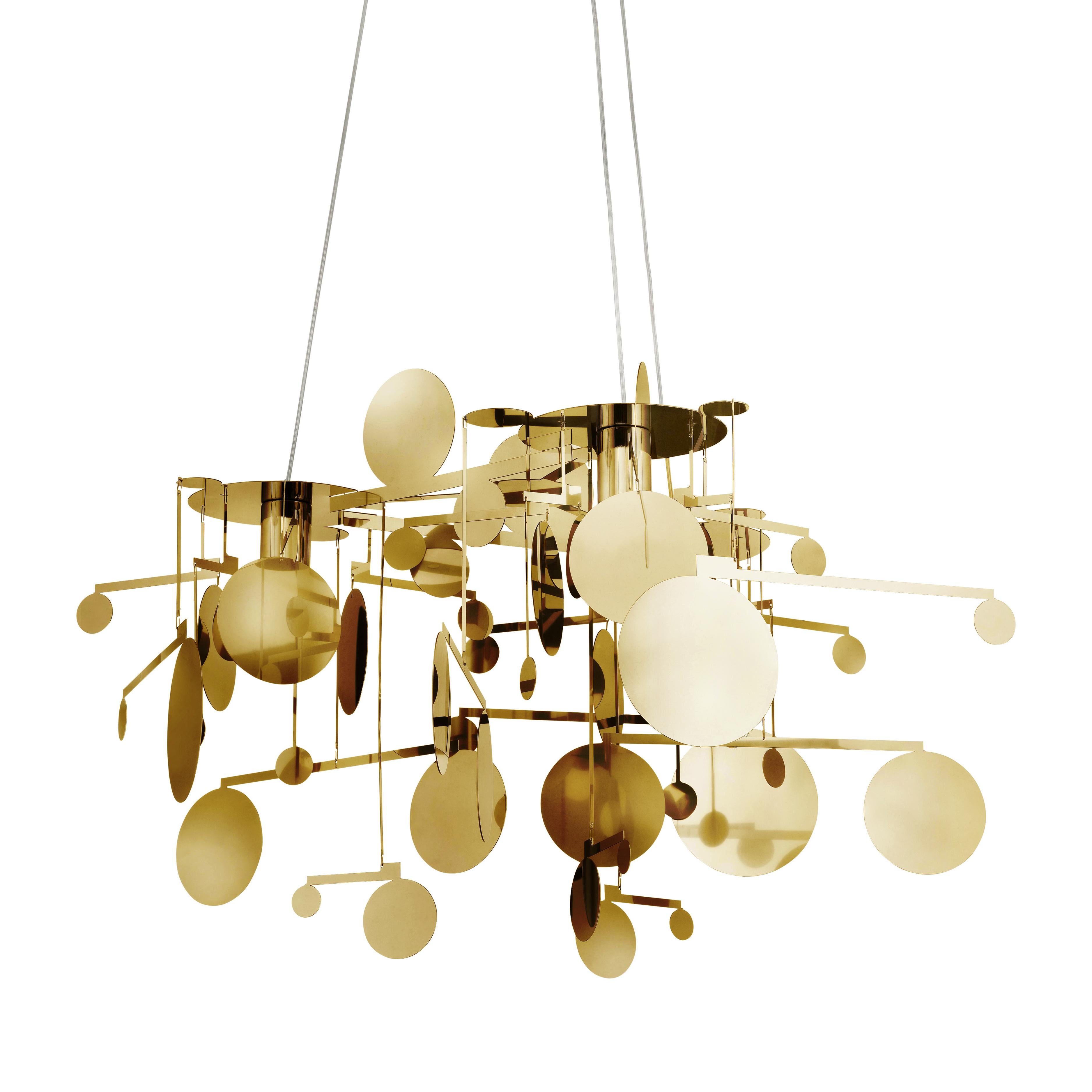 German BALANCE: Contemporary Brass Chandelier with three light points. For Sale