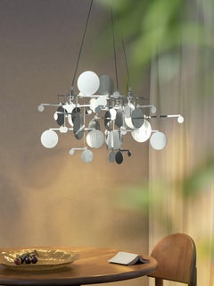BALANCE: Contemporary Stainless Steel Chandelier with three light points.
