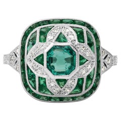 Balance Due for Art Deco Style 1.64 Carat Octagon Emerald Diamond Platinum Ring Balance Due for Art Deco Style 1.64 Carat Octagon Emerald Diamond Platinum Ring