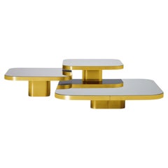 ClassiCon Set of 3 Bow Coffee Tables: 3/6/5 Raw Brass