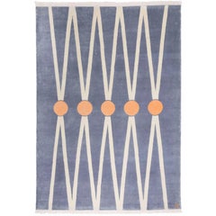 Balance - Modern Geometric Neutral Wool Rug, with Pale Orange Circles Wool 