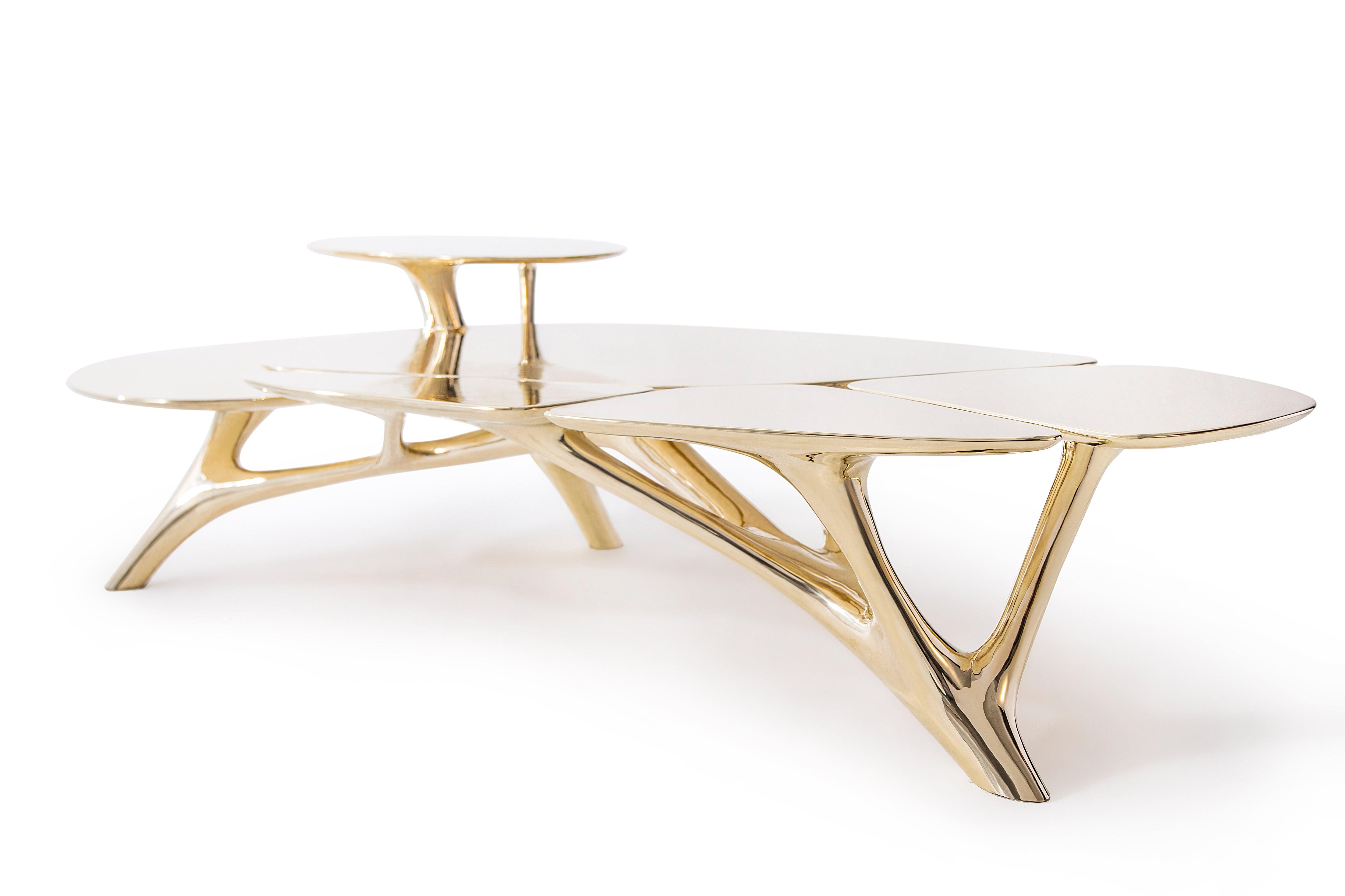 Modern Balance Lotus Side Table and Lotus Coffee Table For Sale