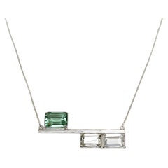 Balance Necklace in Green Quartz, Prasiolite, White Topaz and Sterling Silver