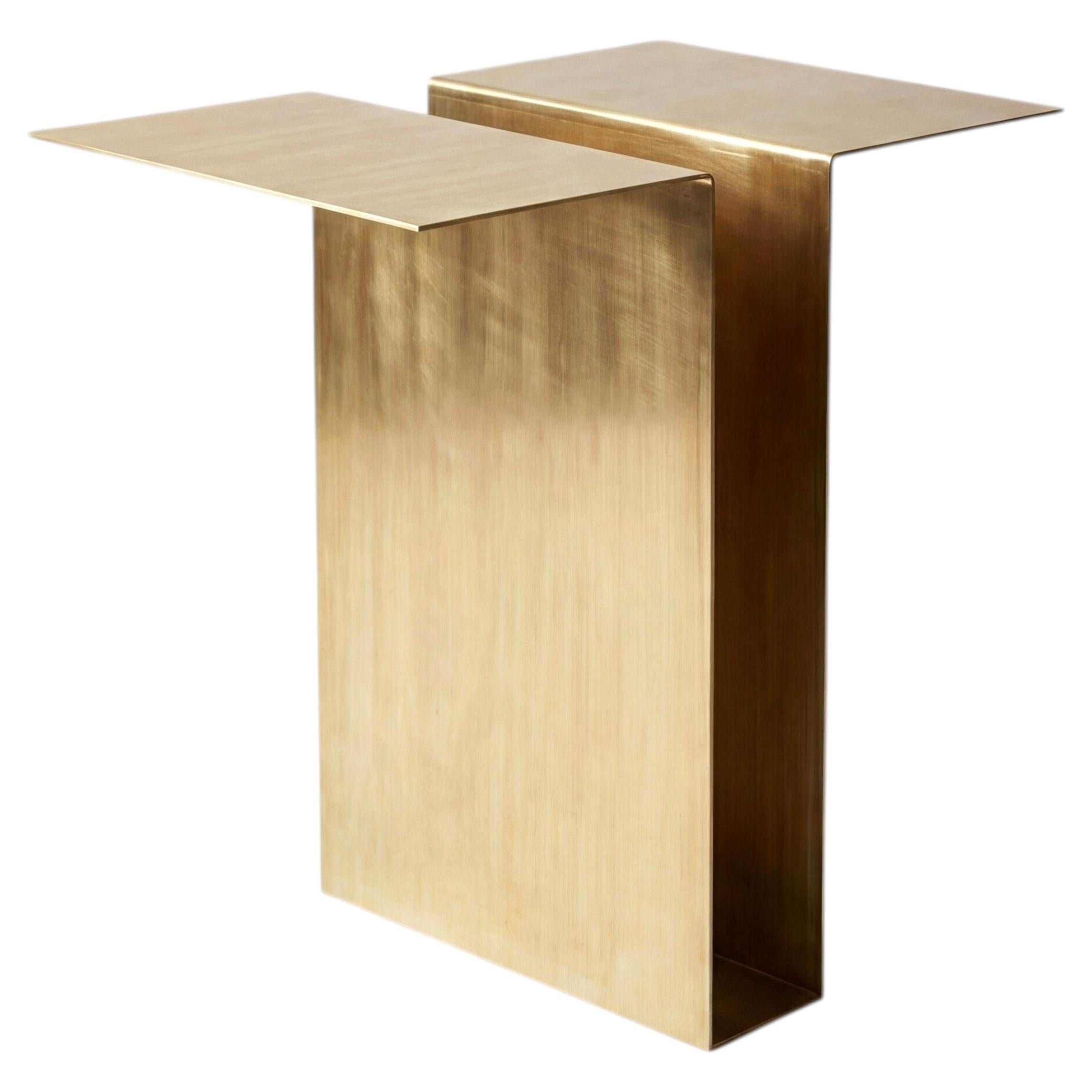 Balance Side Table, Brass and Raw, by AUSTE OST