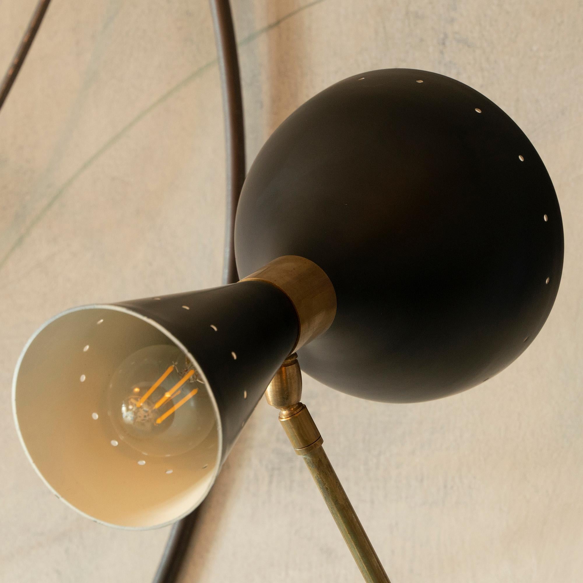 Balancer Lamp in Brass with Black Steel Shade, France, 1960s 2