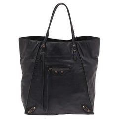 Balanciaga Black Leather Papier A5 Tote