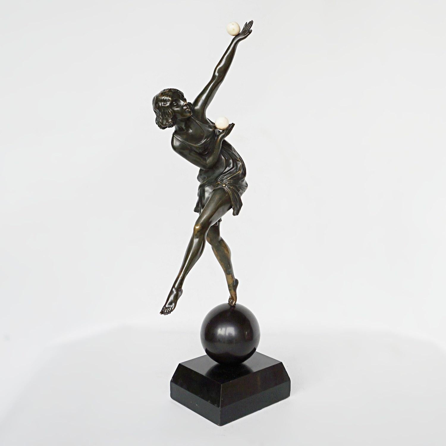 Early 20th Century Balancing Act II an Art Deco Bronze Sculpture by Marcel Bouraine