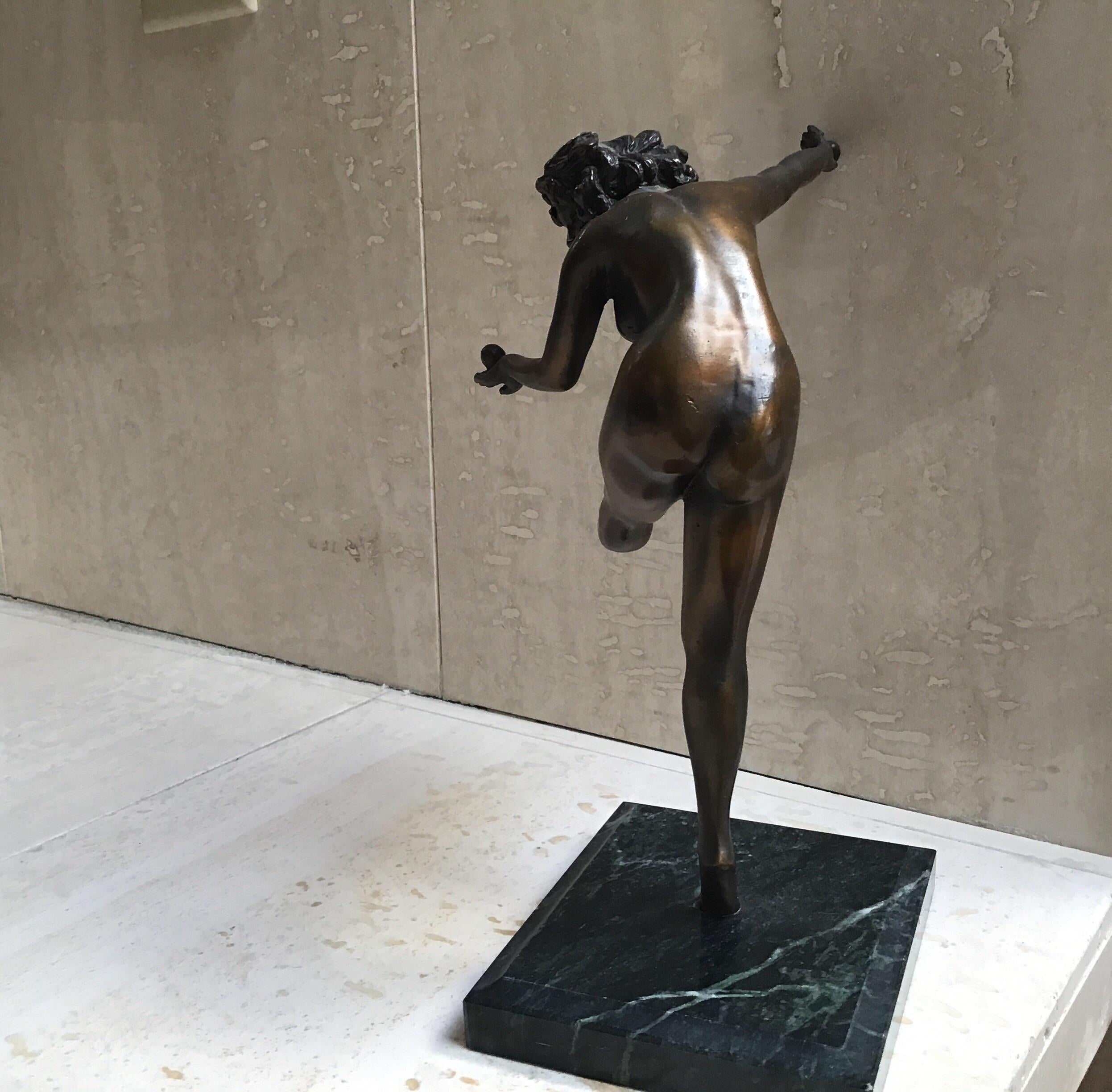 Mid-20th Century Balancing Ball Girl Bronze Sculpture For Sale