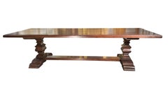 BALAUSTRA - 120" 18th Century Style Italian Ancient Solid Walnut 2-Pedestal Tres