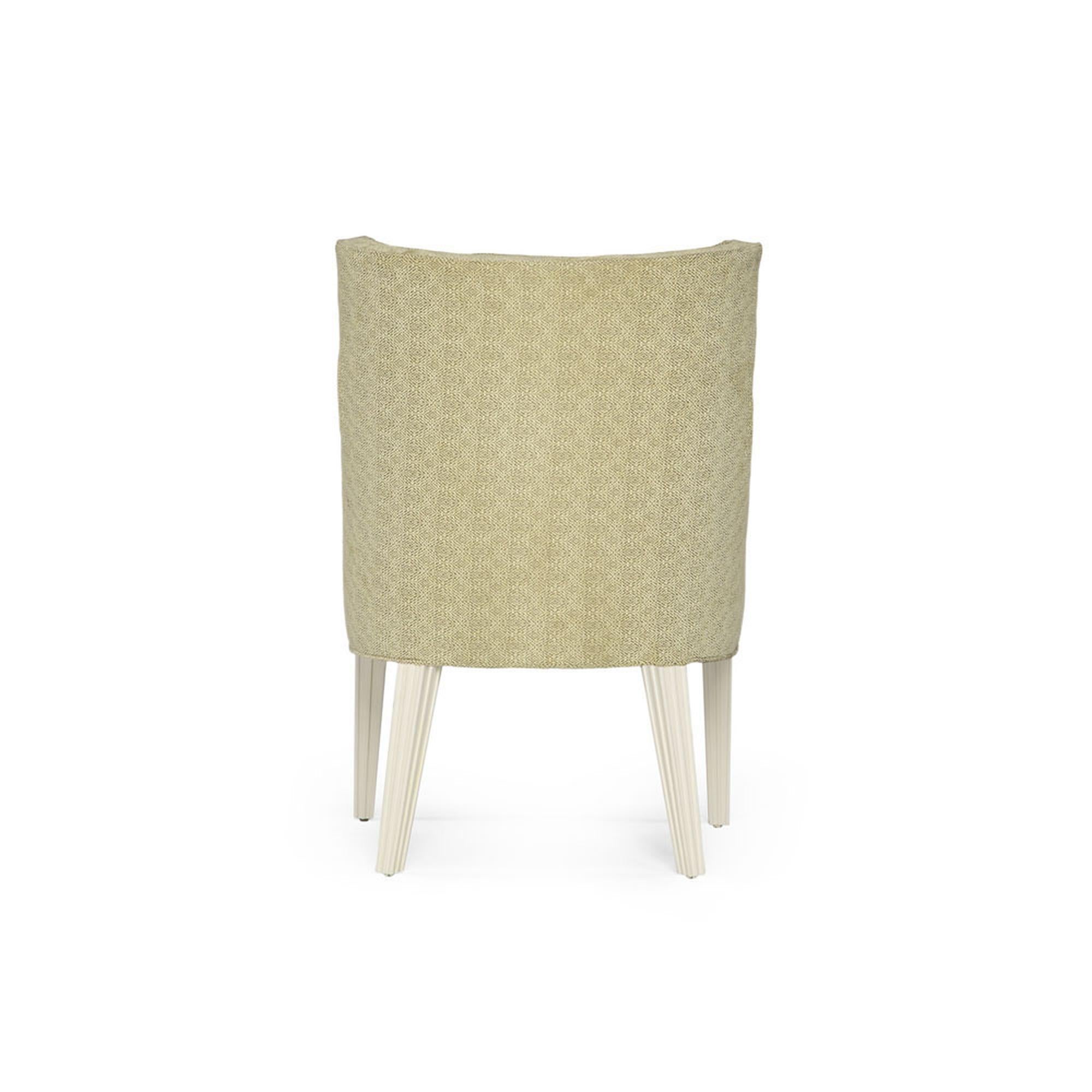 Modern Balboa Dining Chair in Beige with Lacquered White Legs by Innova Luxuxy Group For Sale
