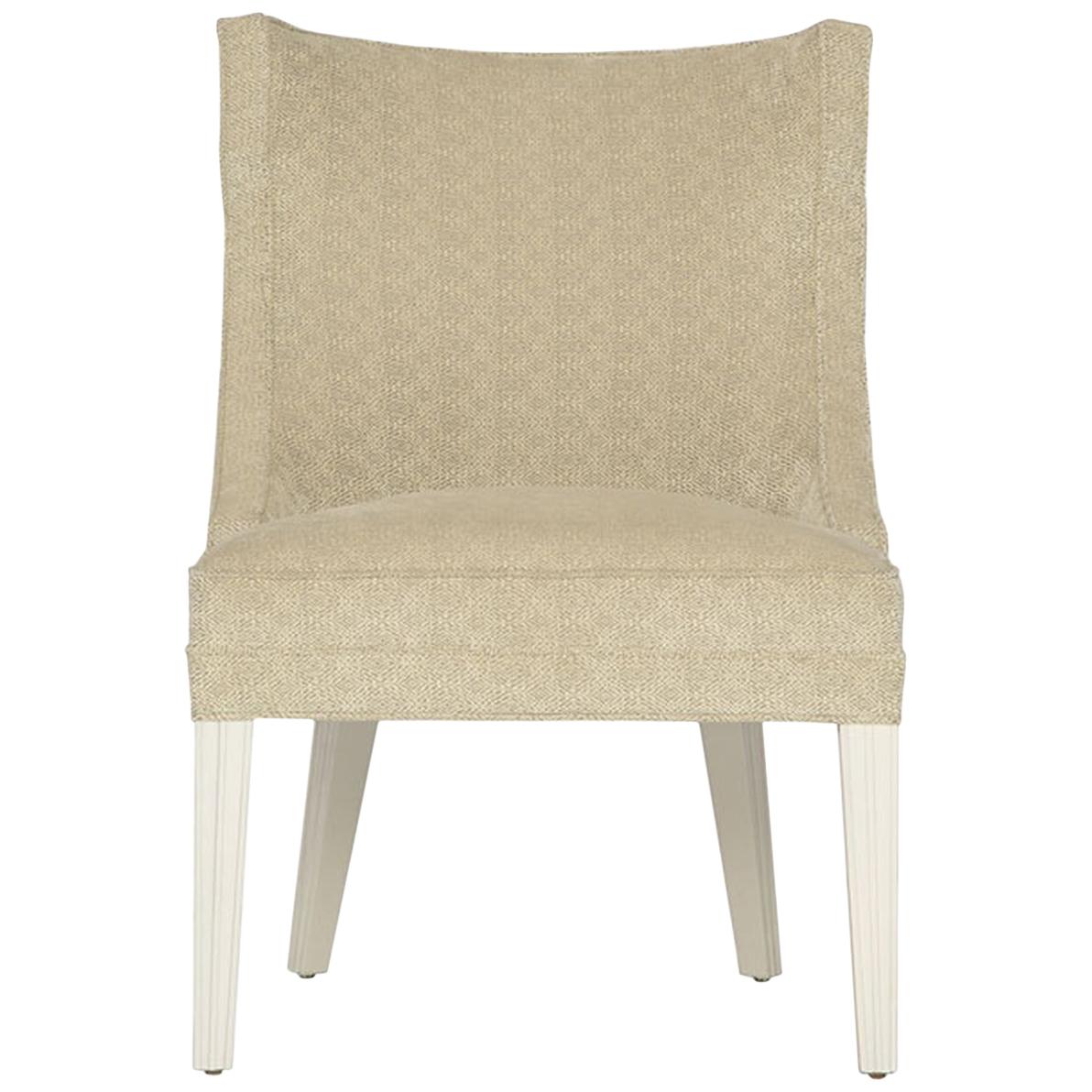 Balboa Dining Chair in Beige with Lacquered White Legs by Innova Luxuxy Group For Sale