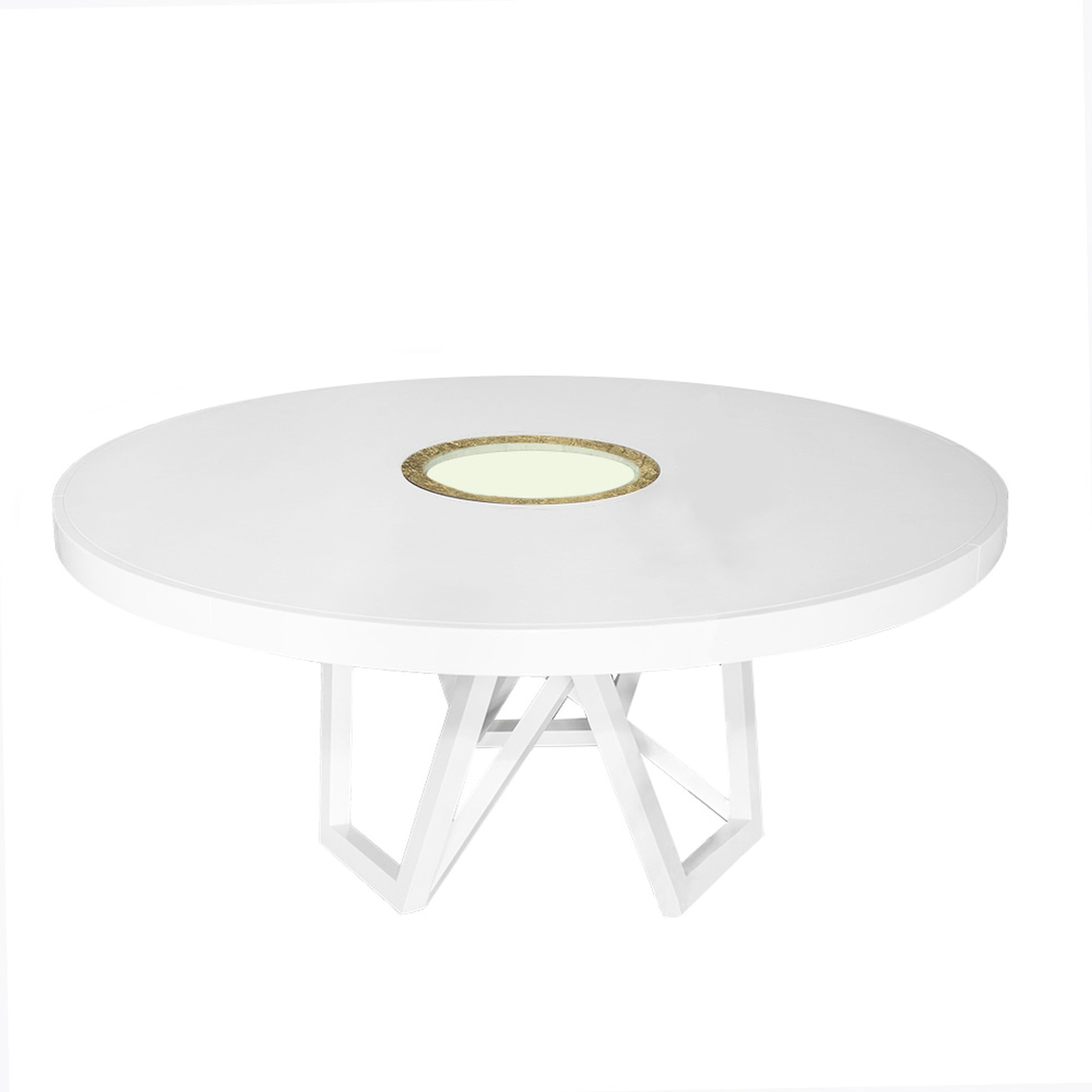 Balboa Round Dining Table in Matte White by Innova Luxuxy Group For Sale
