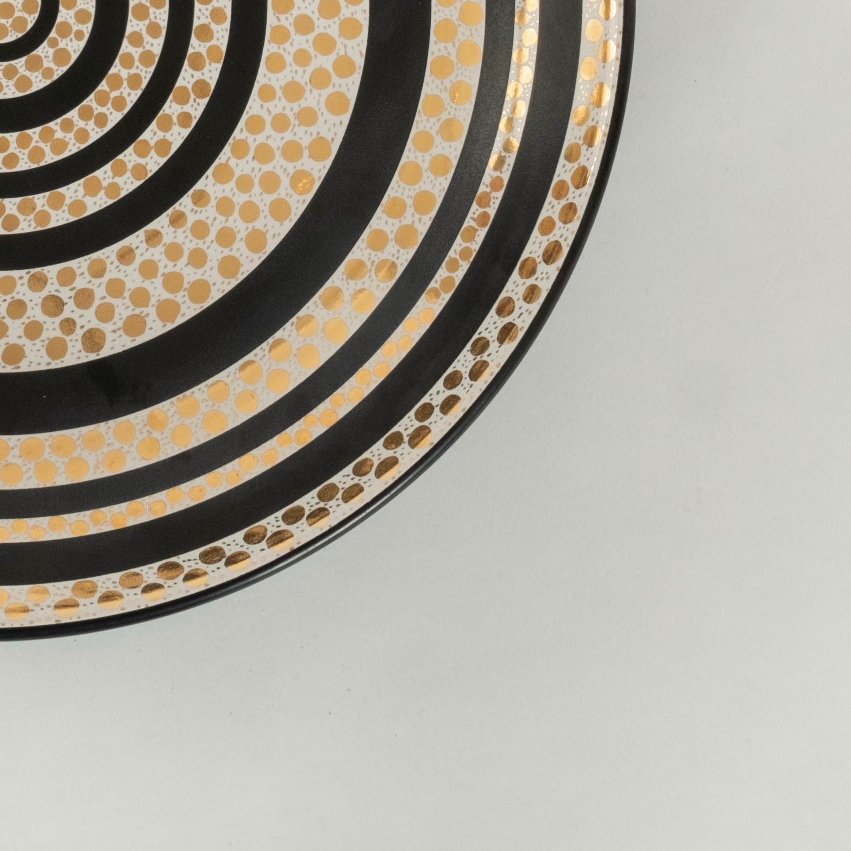 Waylande Gregory fire-glazed porcelain gold, black and white decorative bowl.