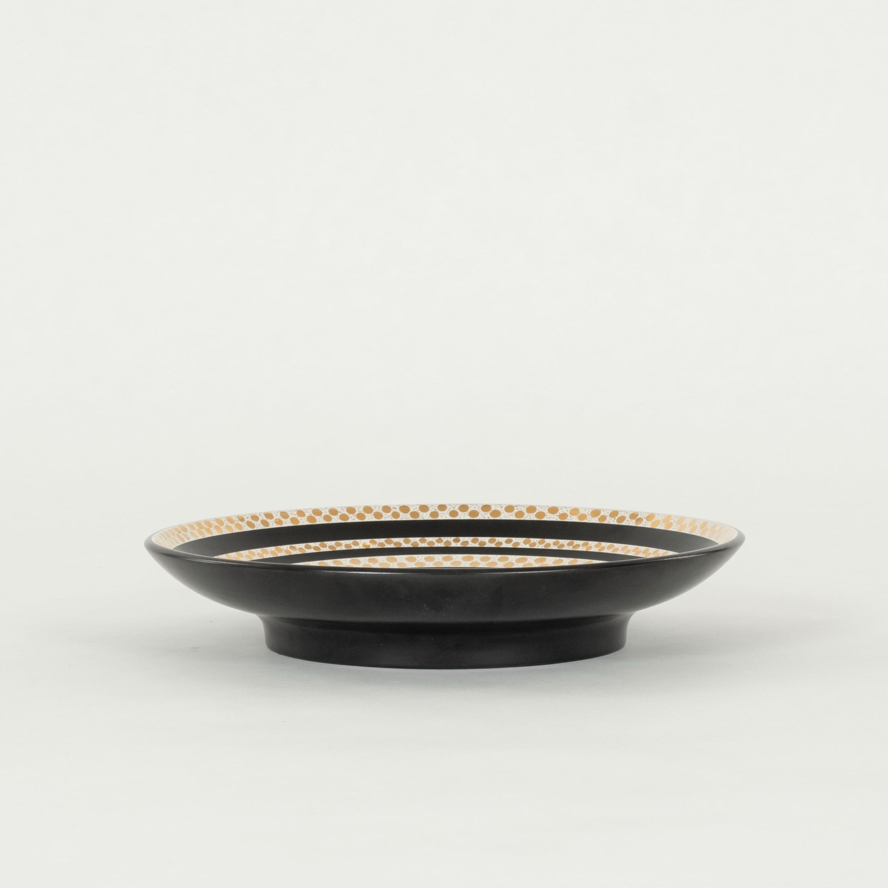 North American Balck Gold Waylande Gregory Shallow Dish Bowl For Sale