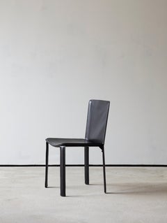 Balck leather chair in style of Willy Rizzo for Cidue