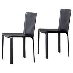 Balck leather chair in style of Willy Rizzo for Cidue