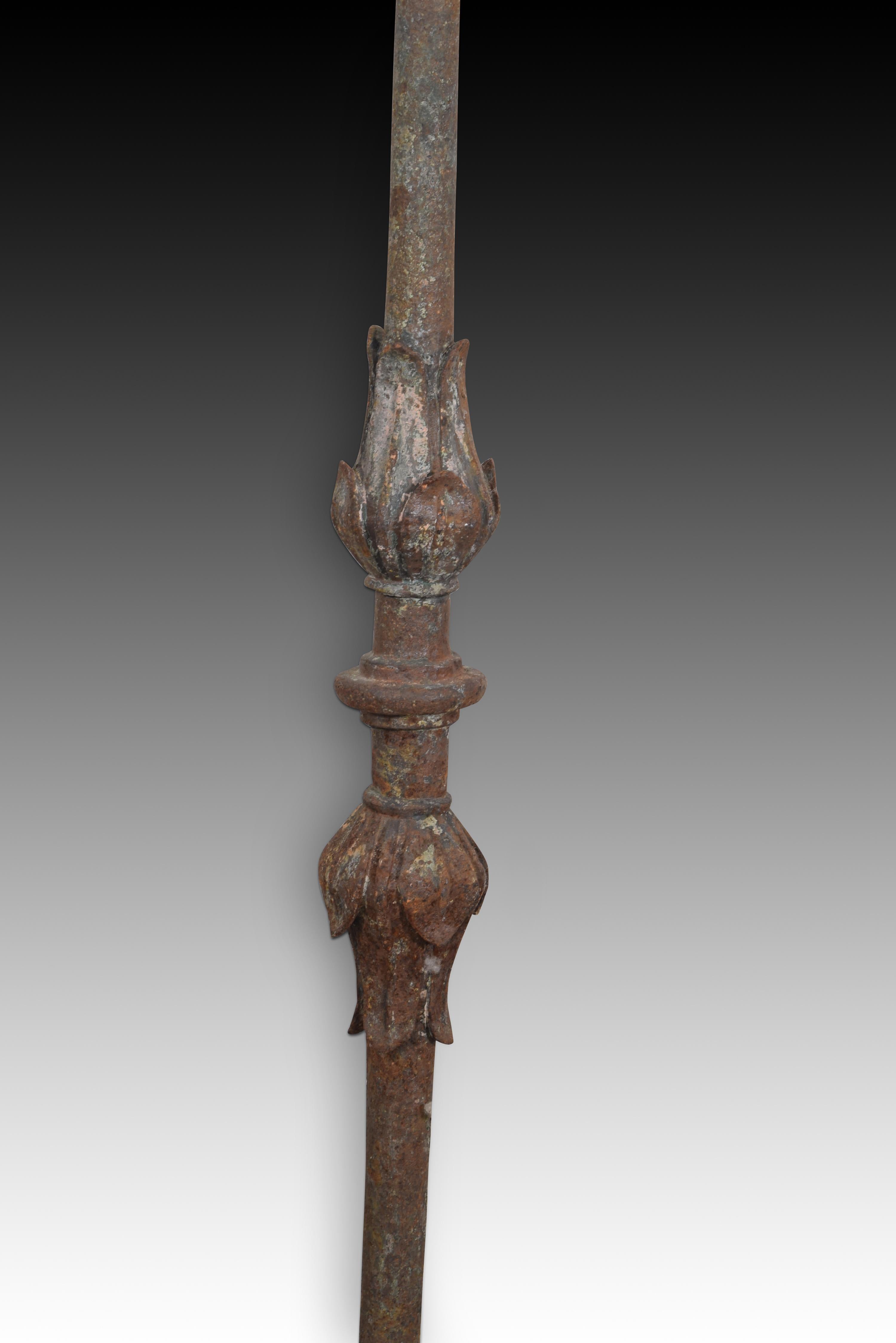 Baroque Balcony baluster. Wrought iron. 17th century.  For Sale