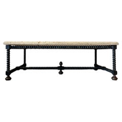 Baldacchino Coffee Table with Shell Stone Top and Iron Base by Formations