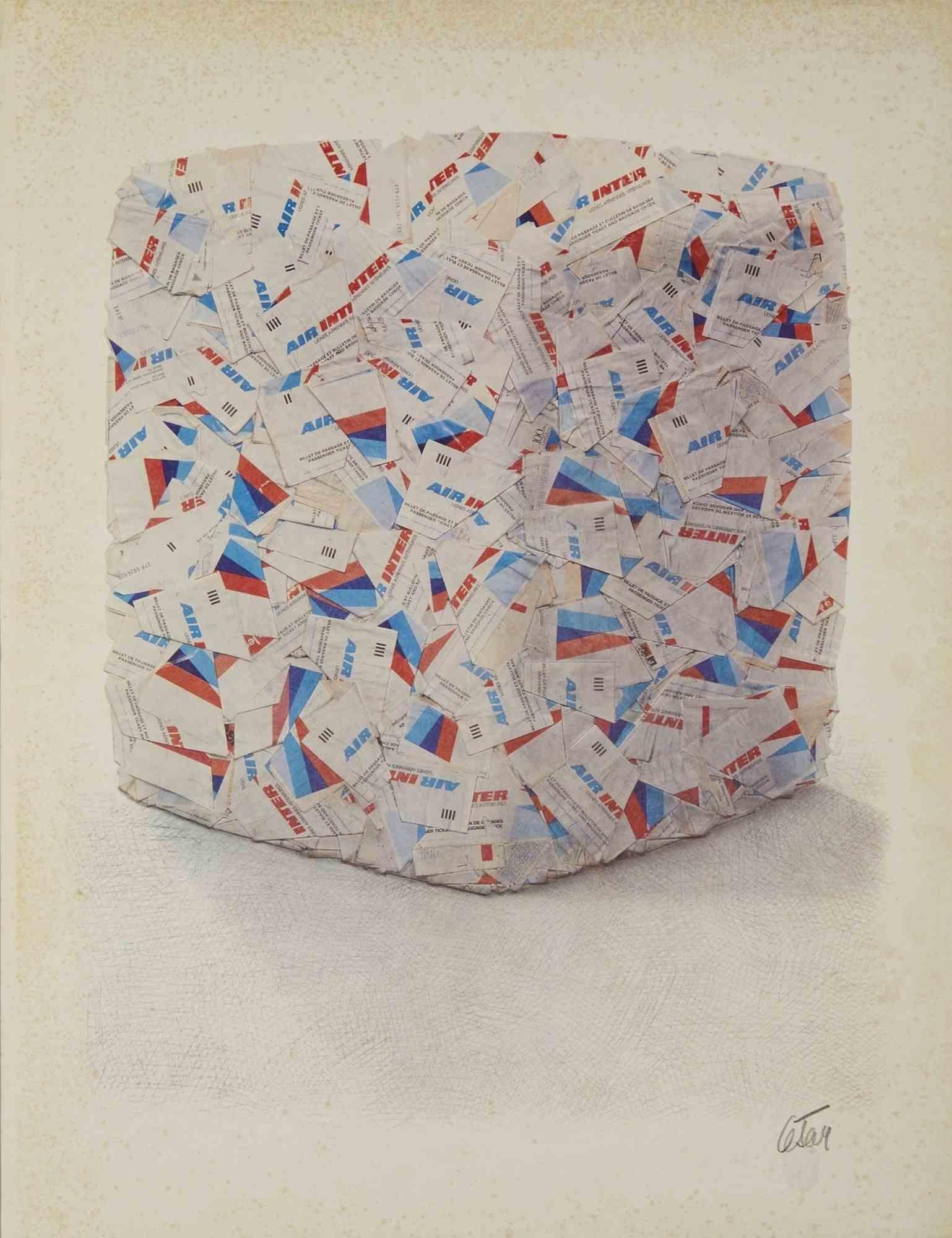 Figurative Print Baldaccini Cesar - Compression des billets d'avion - Lithographie de César - 1970