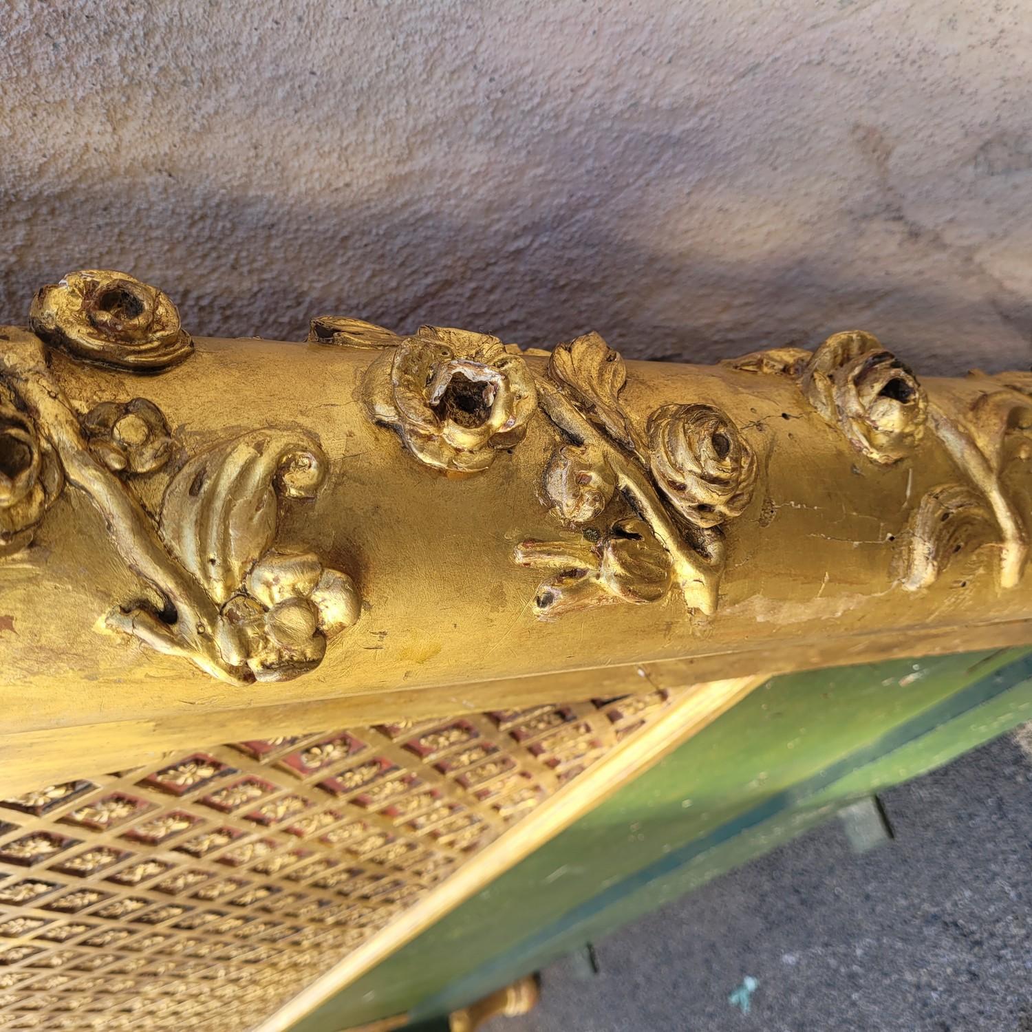 Baldaquin - Large Four-poster Bed In Gilded Wood, Late 19th Century For Sale 7