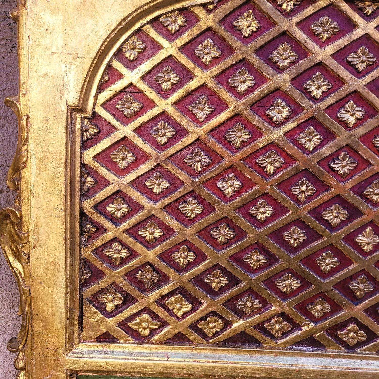 European Baldaquin - Large Four-poster Bed In Gilded Wood, Late 19th Century For Sale