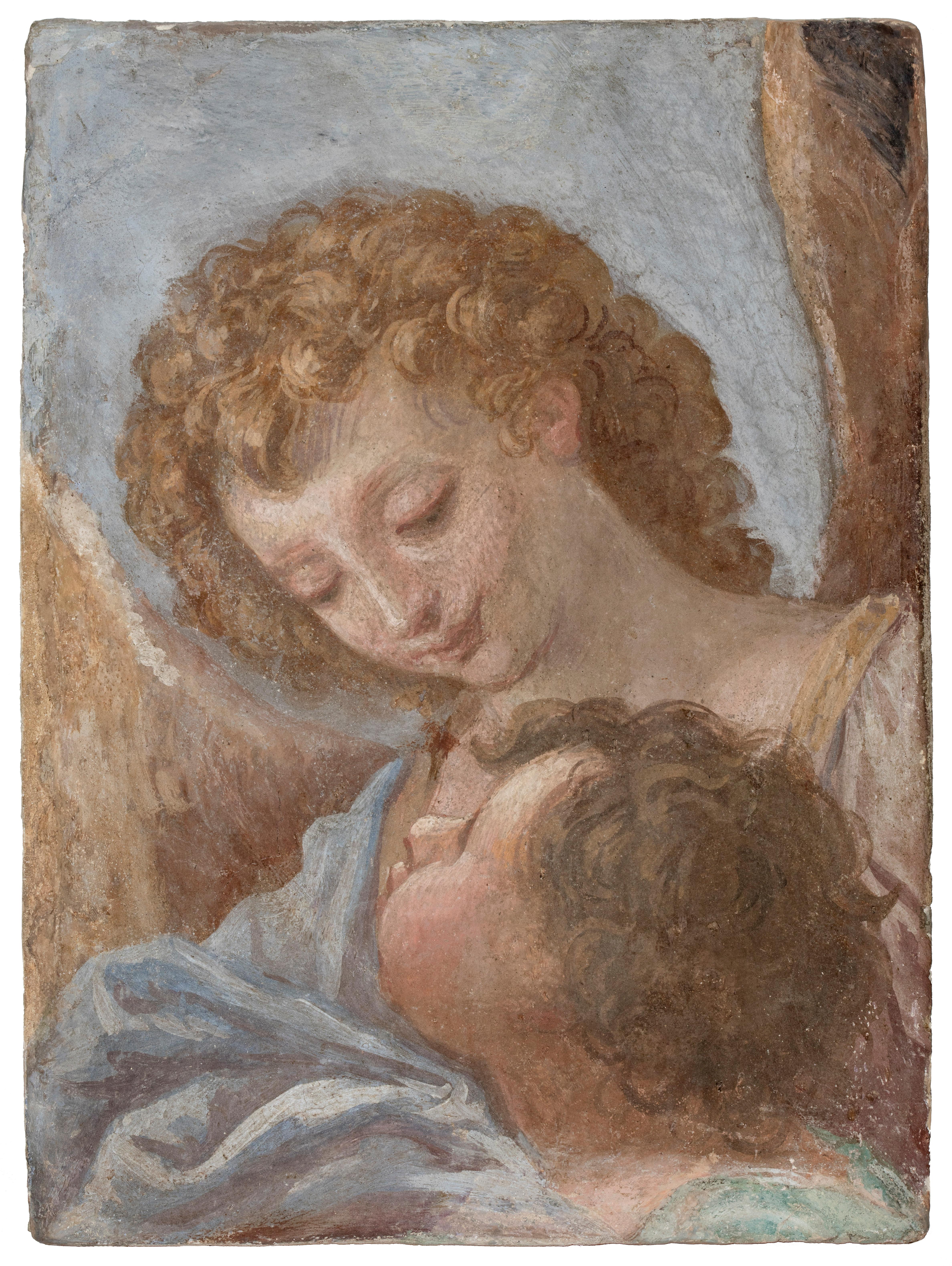 A Guardian Angel and a Child - Painting by Baldassarre Franceschini, called Il Volterrano
