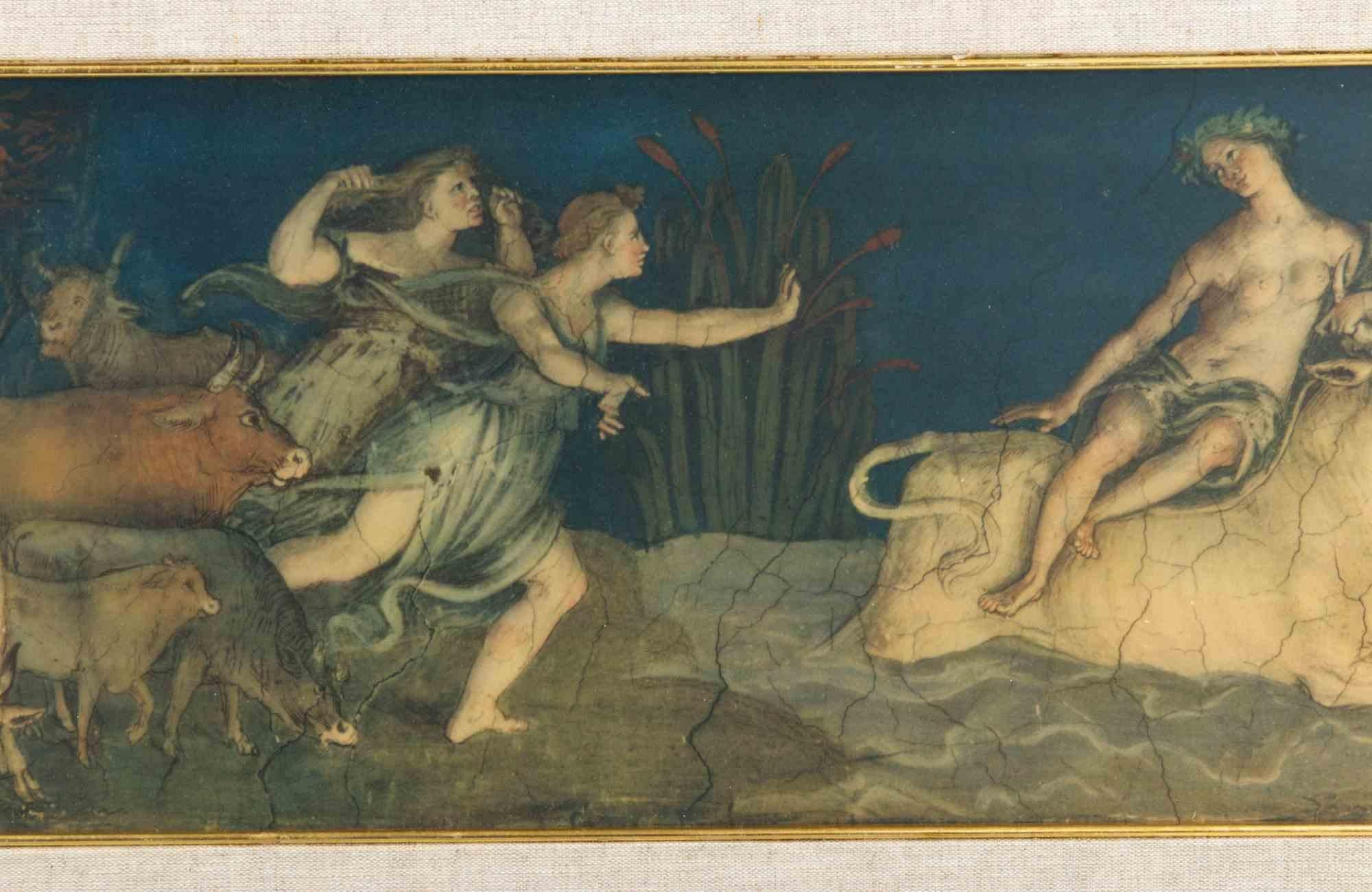 Neoclassical Scene - Lithograph after Baldassarre Peruzzi - Early 20th Century For Sale 1