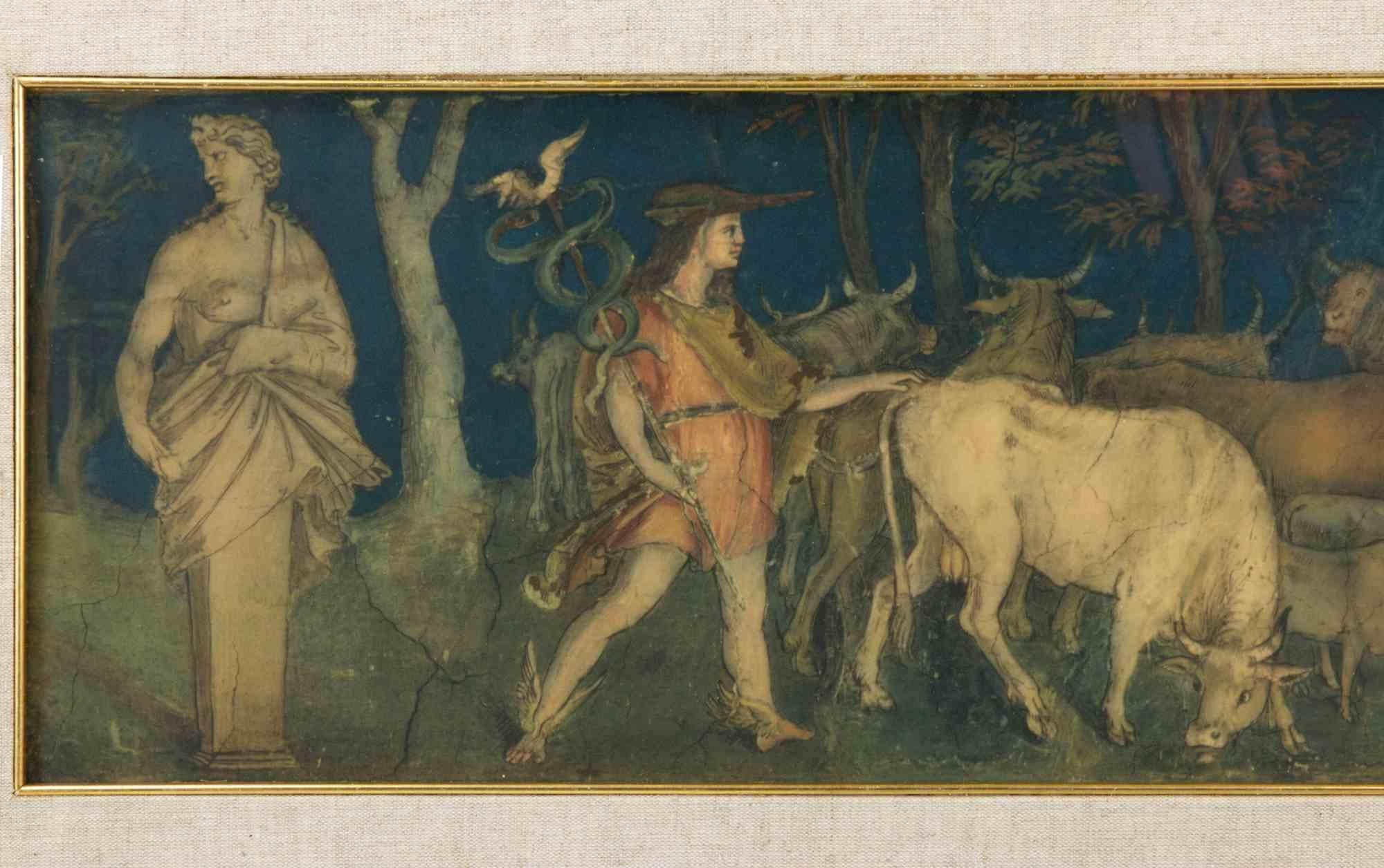 Neoclassical Scene - Lithograph after Baldassarre Peruzzi - Early 20th Century For Sale 2