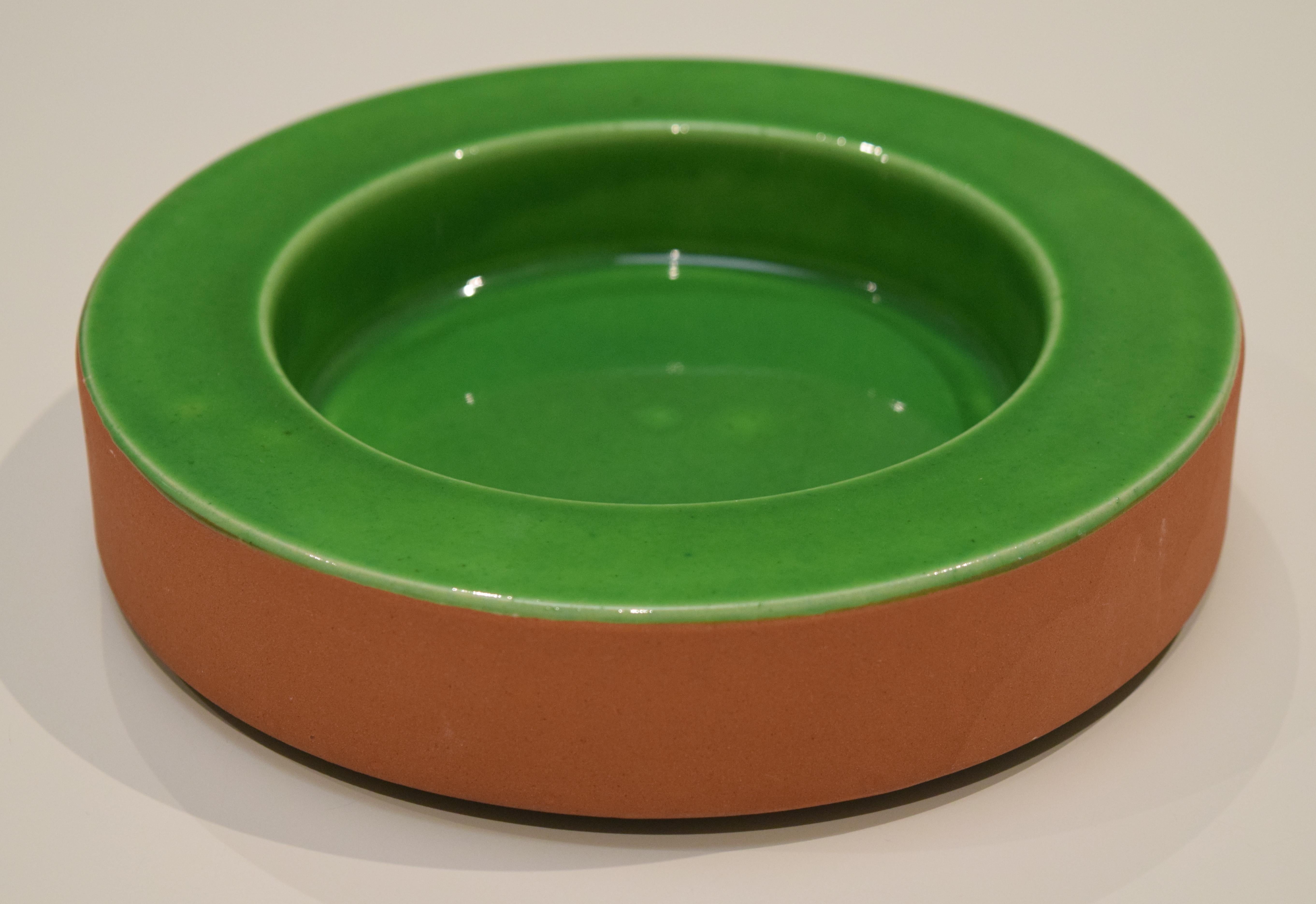 Store closing-- last day is 7/31. Offers welcome! Ceramic bowl with simple, serene form made in Italy by Baldelli for Raymor, circa 1960s. Hidden platform base raises it 1/8