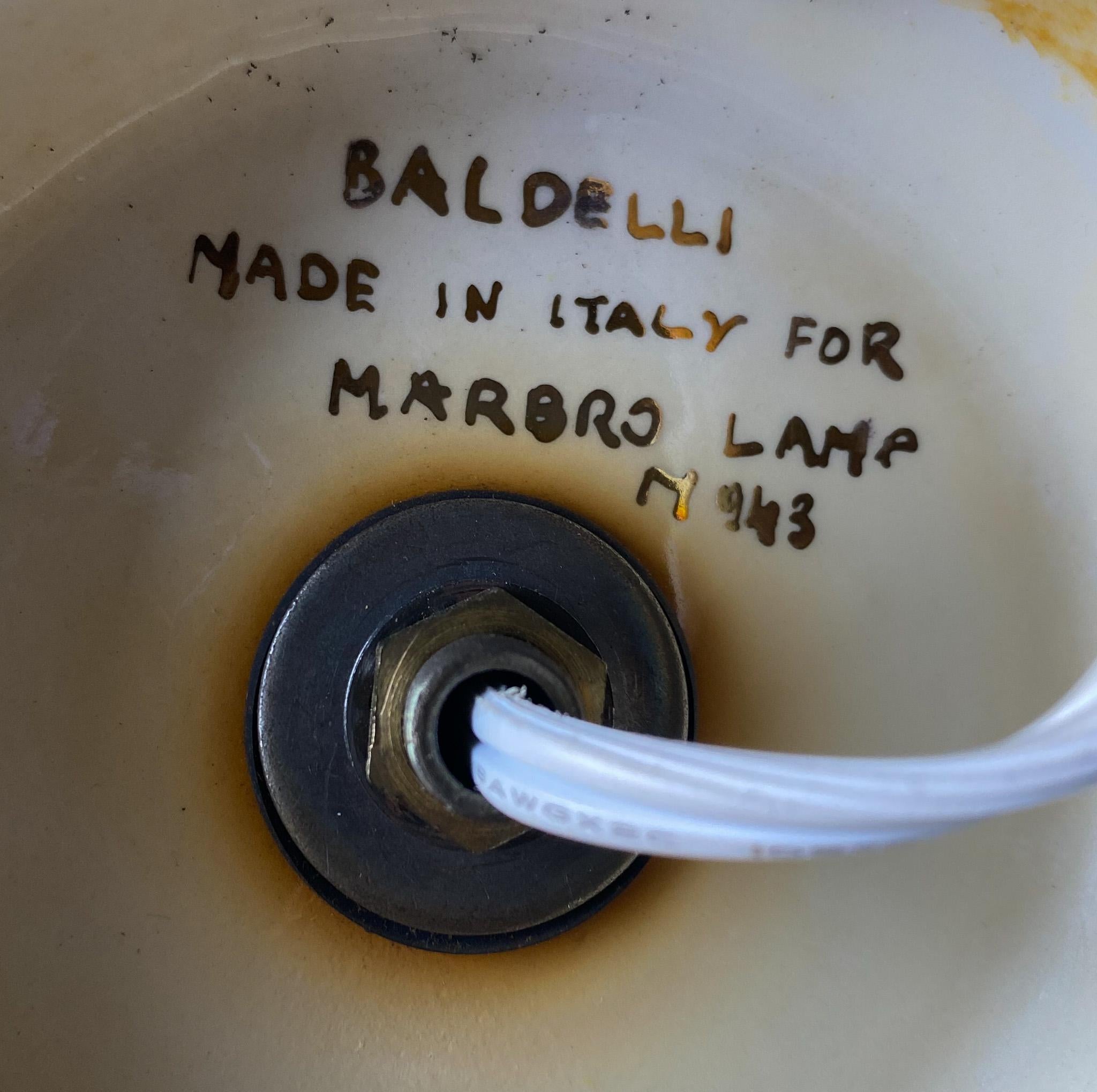 Lampe en céramique peinte à la main Baldelli pour Marbro, Italie, années 1950  en vente 3