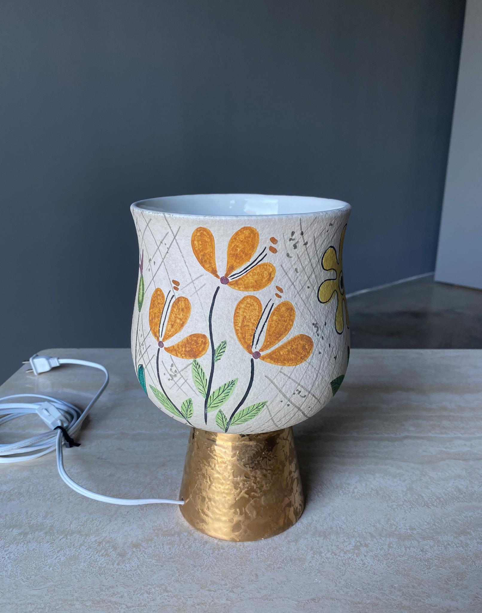 Baldelli Hand Painted Ceramic Lamp for Marbro, Italy, 1950's  For Sale 5