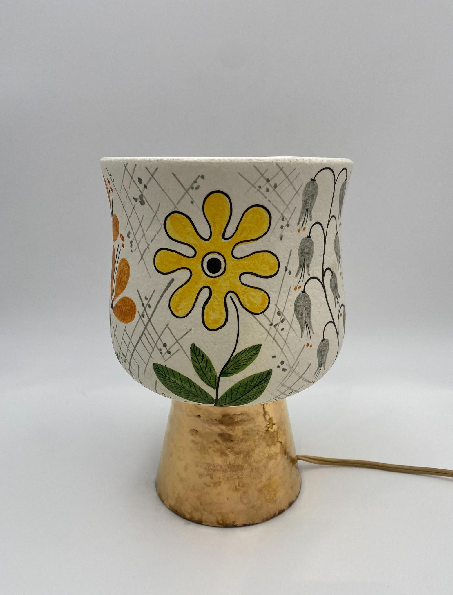 Baldelli Hand Painted Ceramic Lamp for Marbro, Italy, 1950's.